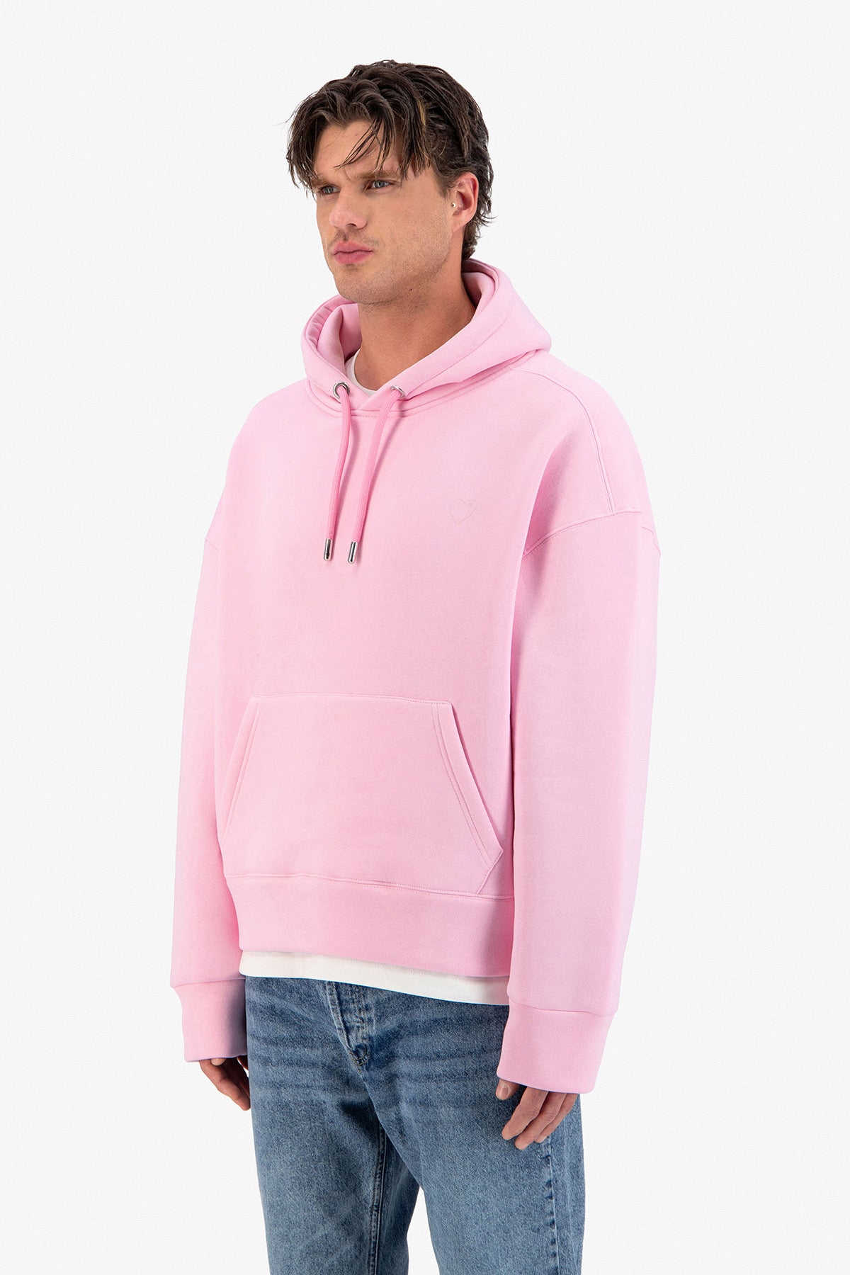 Sweat capuche rose petit cœur