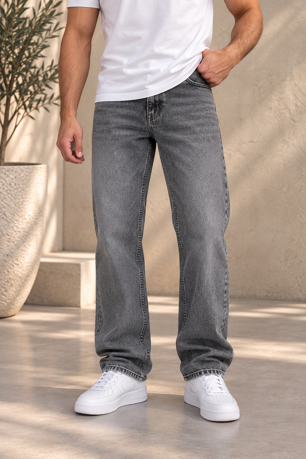 Jean regular / large gris