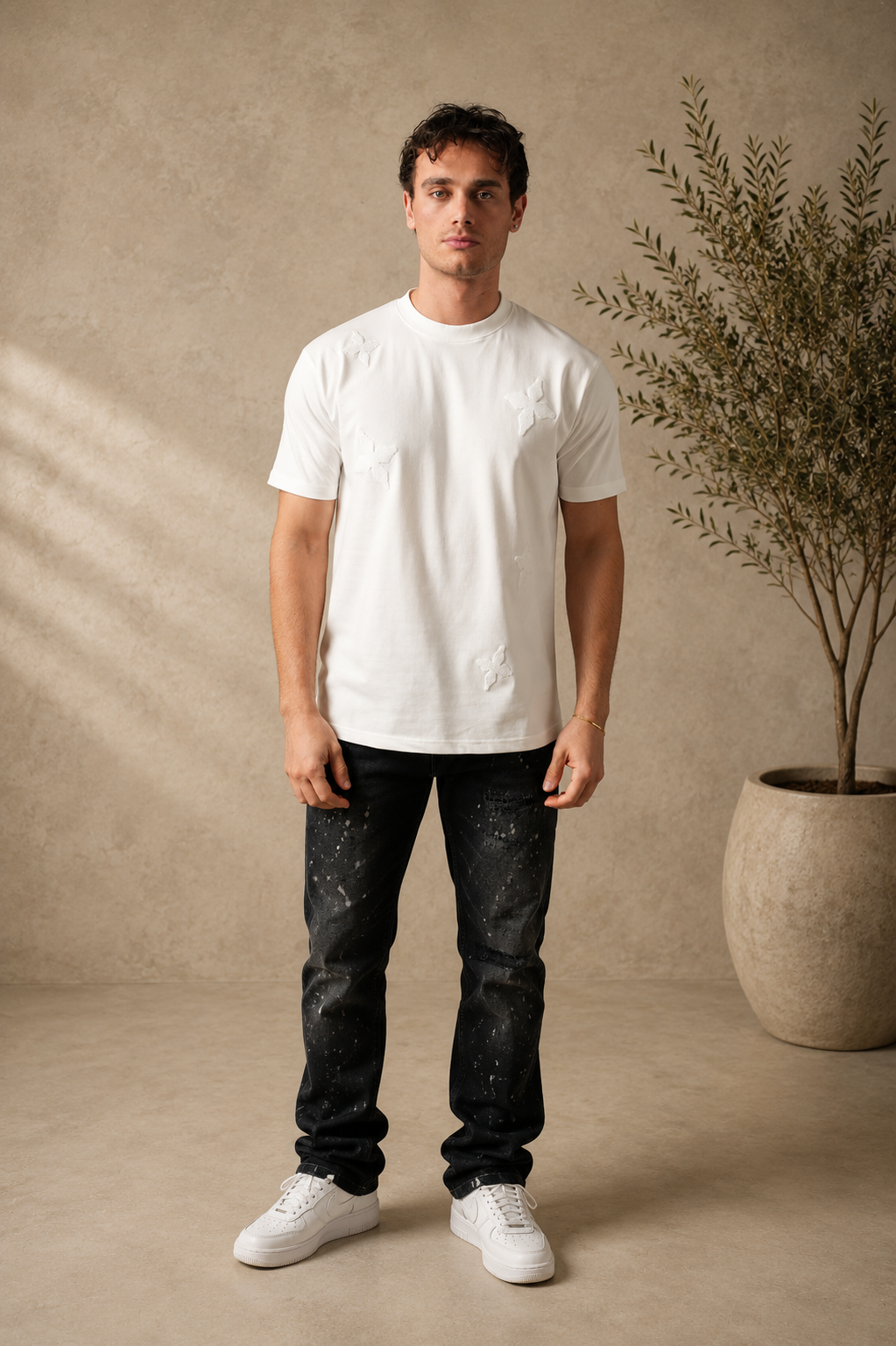 T-Shirt Trèfle relief blanc