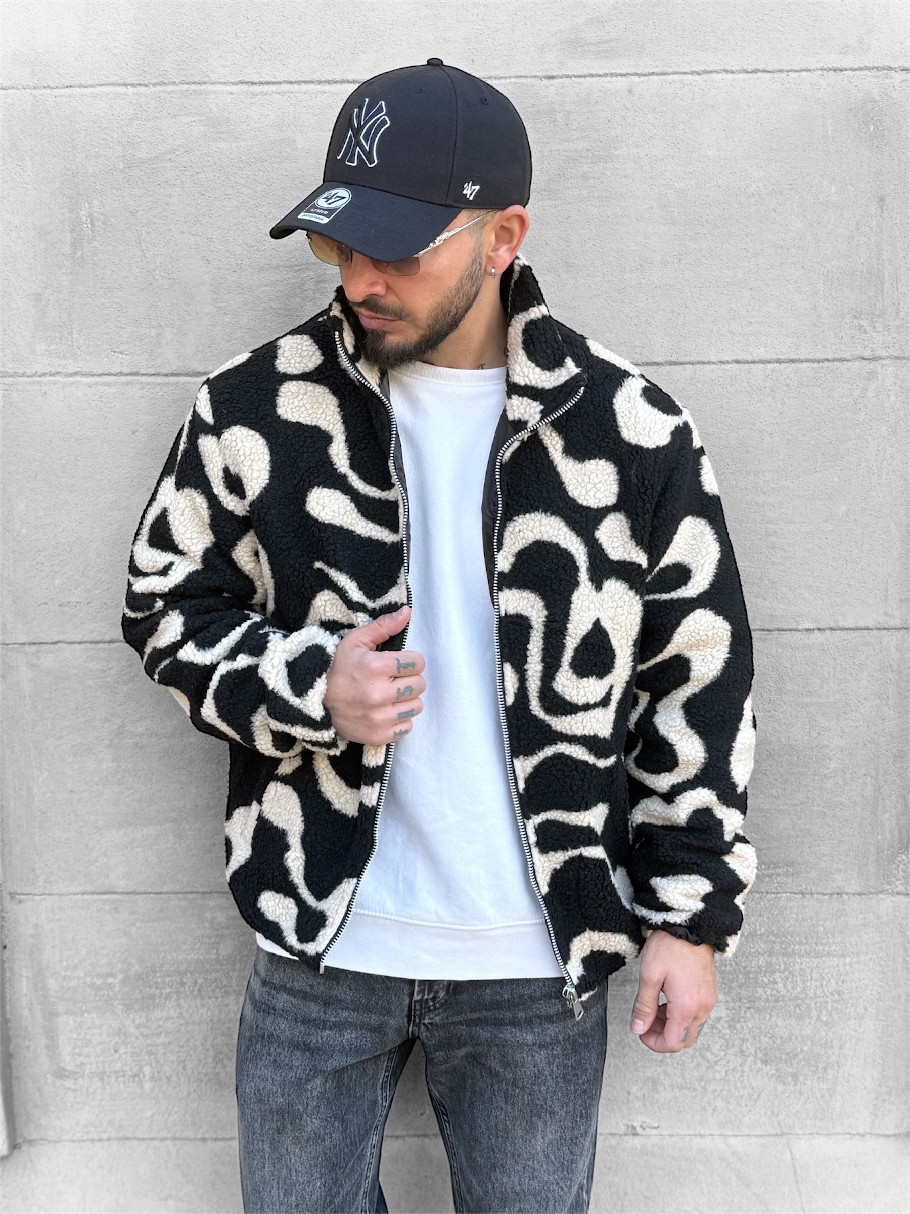 Veste laine beige noir