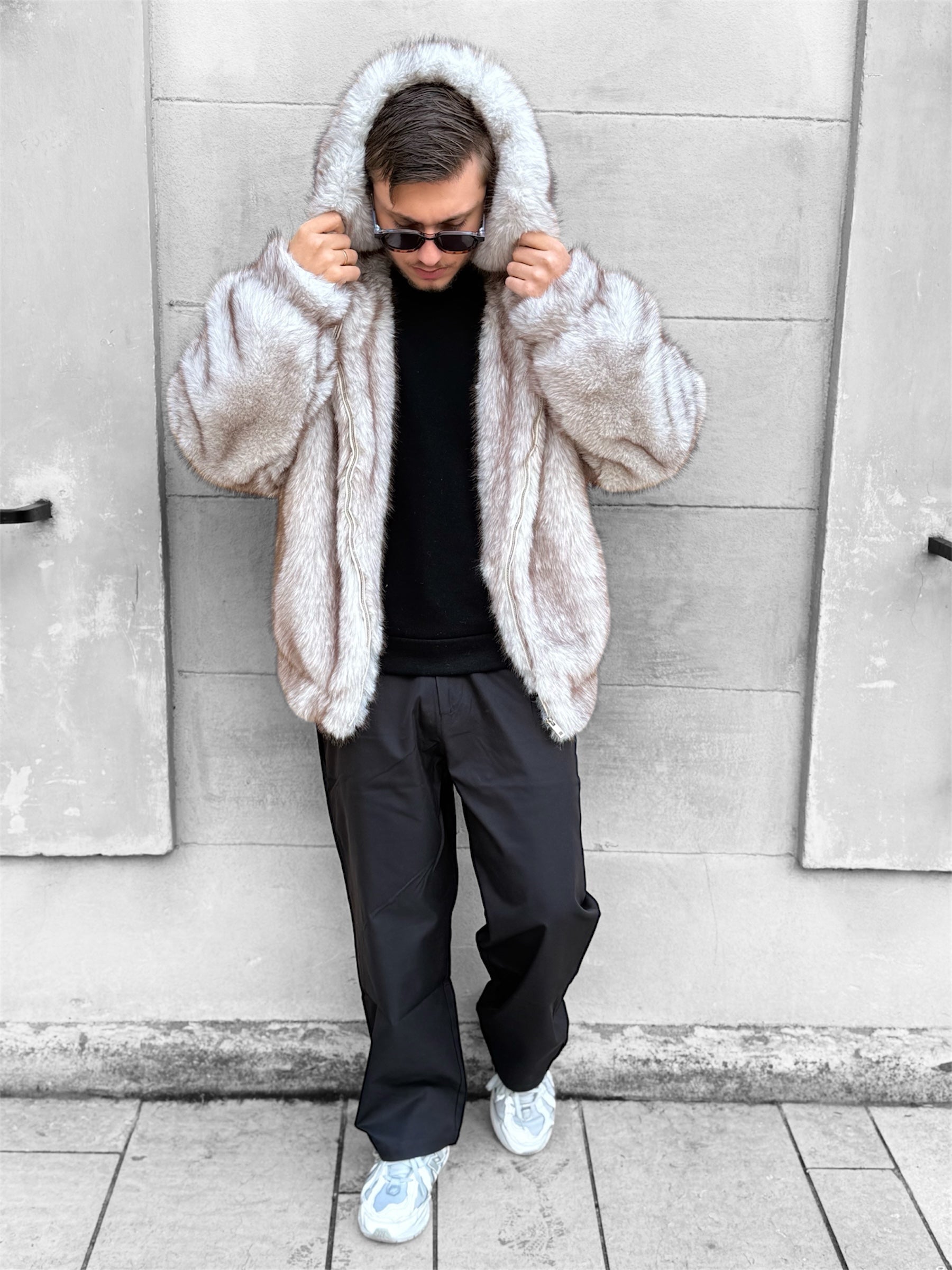 Veste fourrure beige/marron