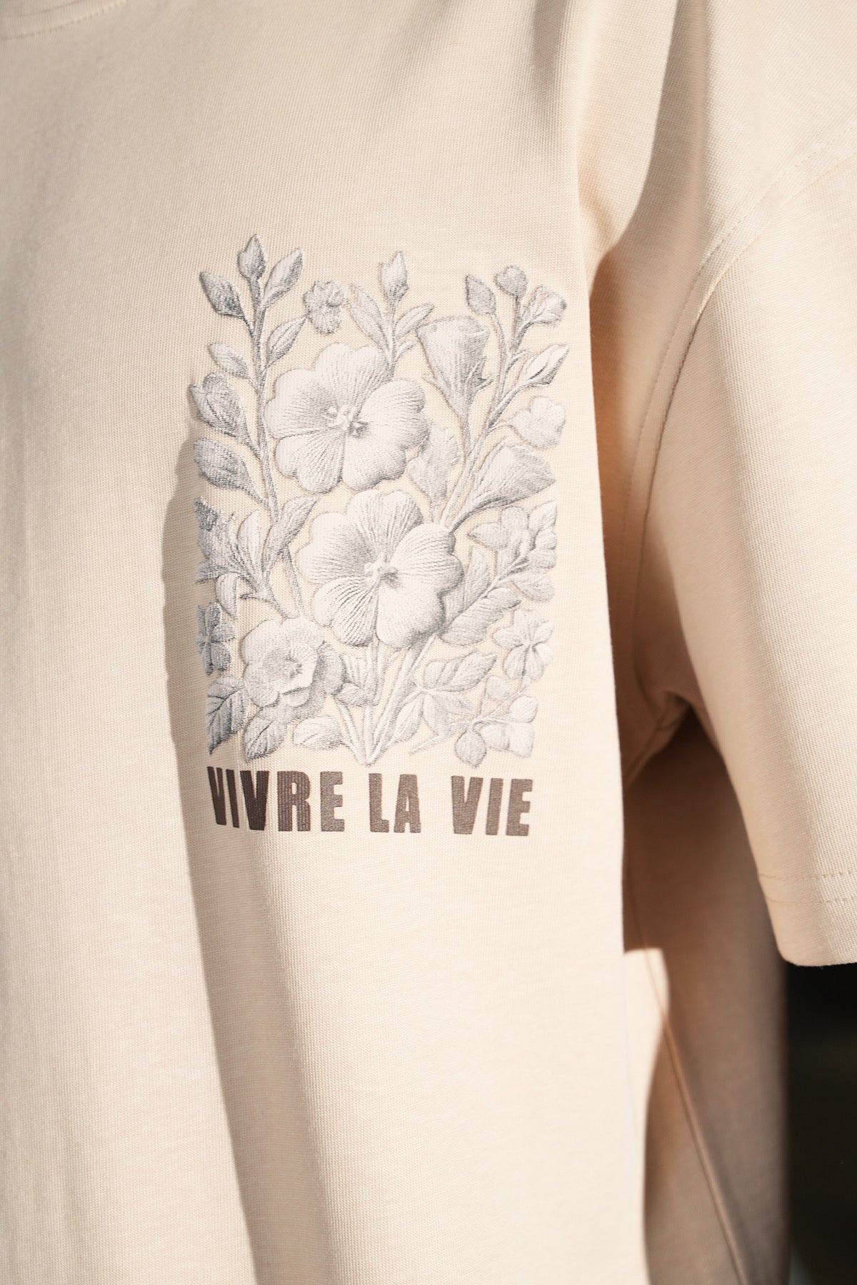 T-Shirt Vivre la vie beige