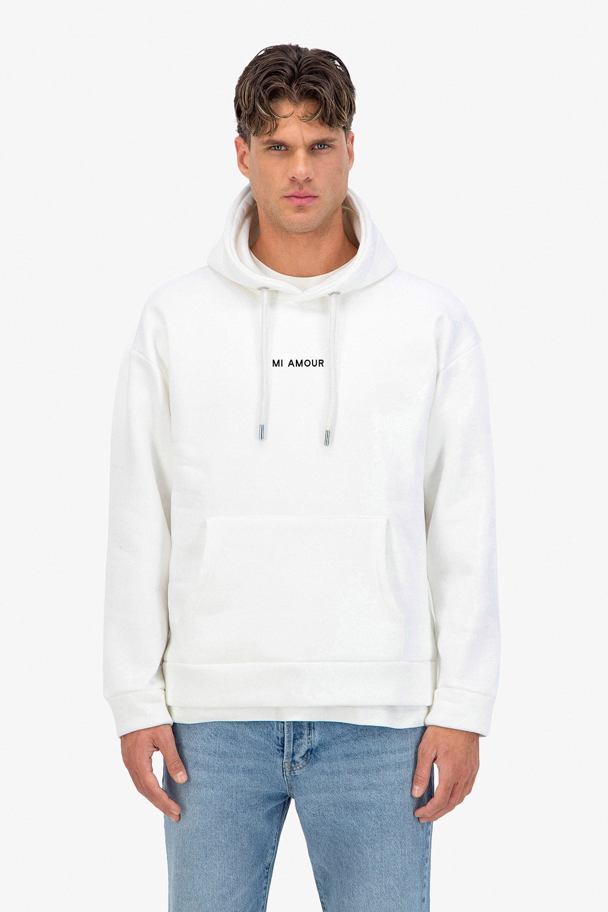 Sweat capuche blanc Amore