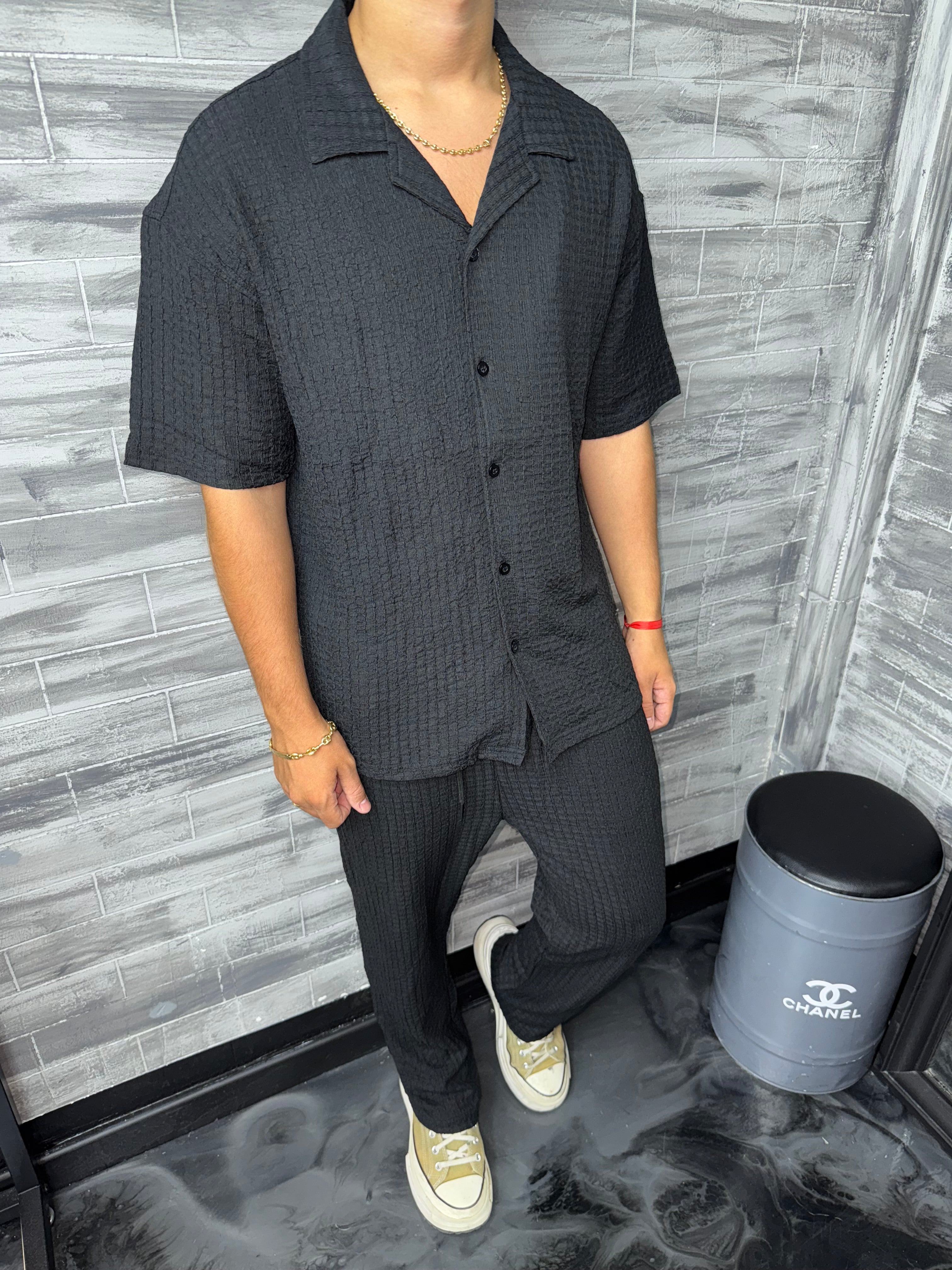 Ensemble Palma chemise + pantalon noir