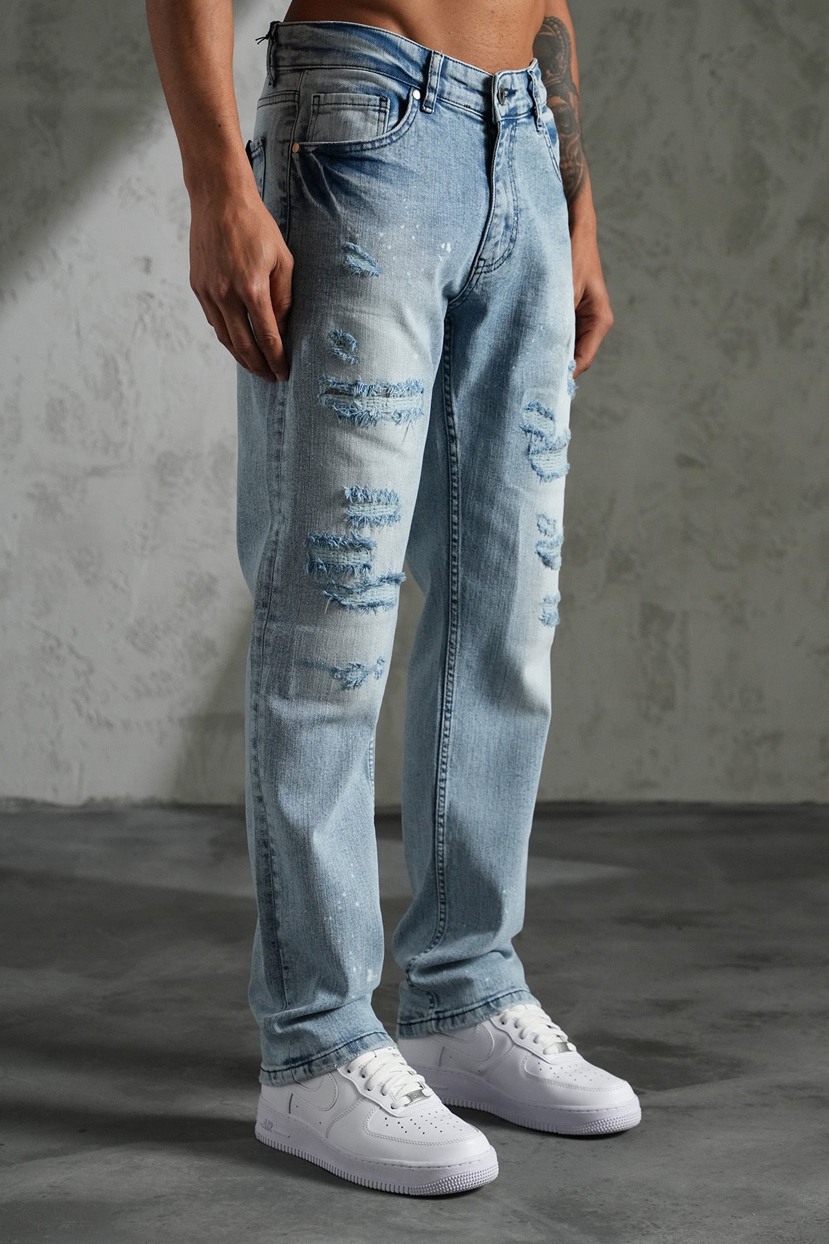 Jean regular bleu destroy