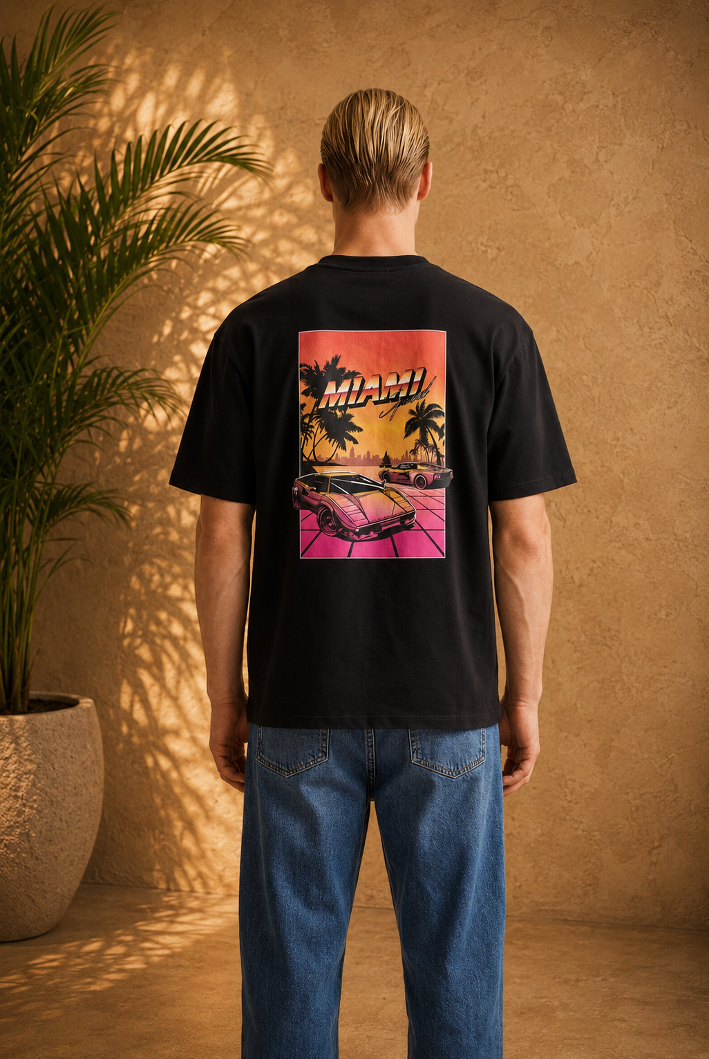 T-shirt Miami Sunset noir