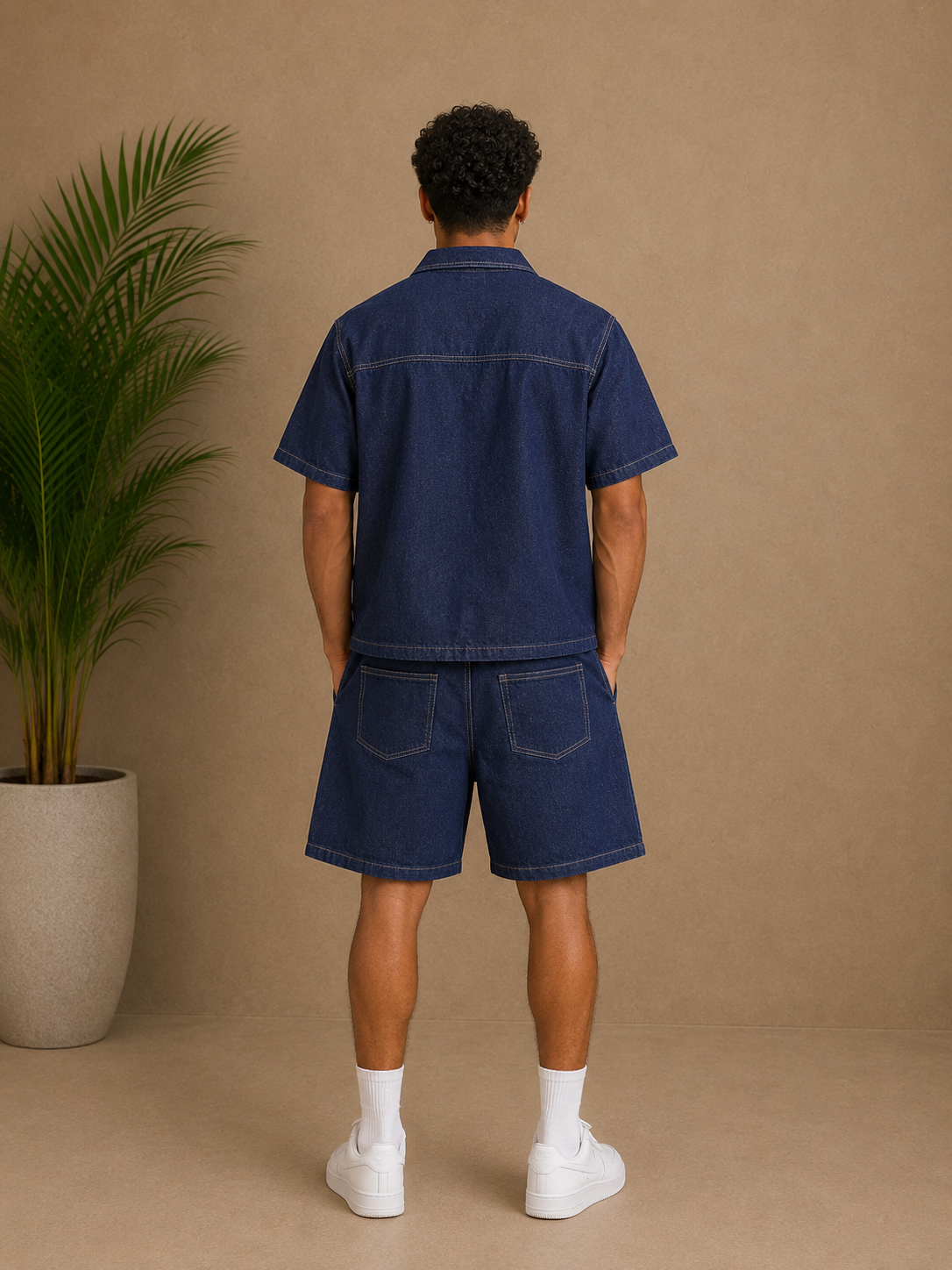 Ensemble short et chemise jean brut
