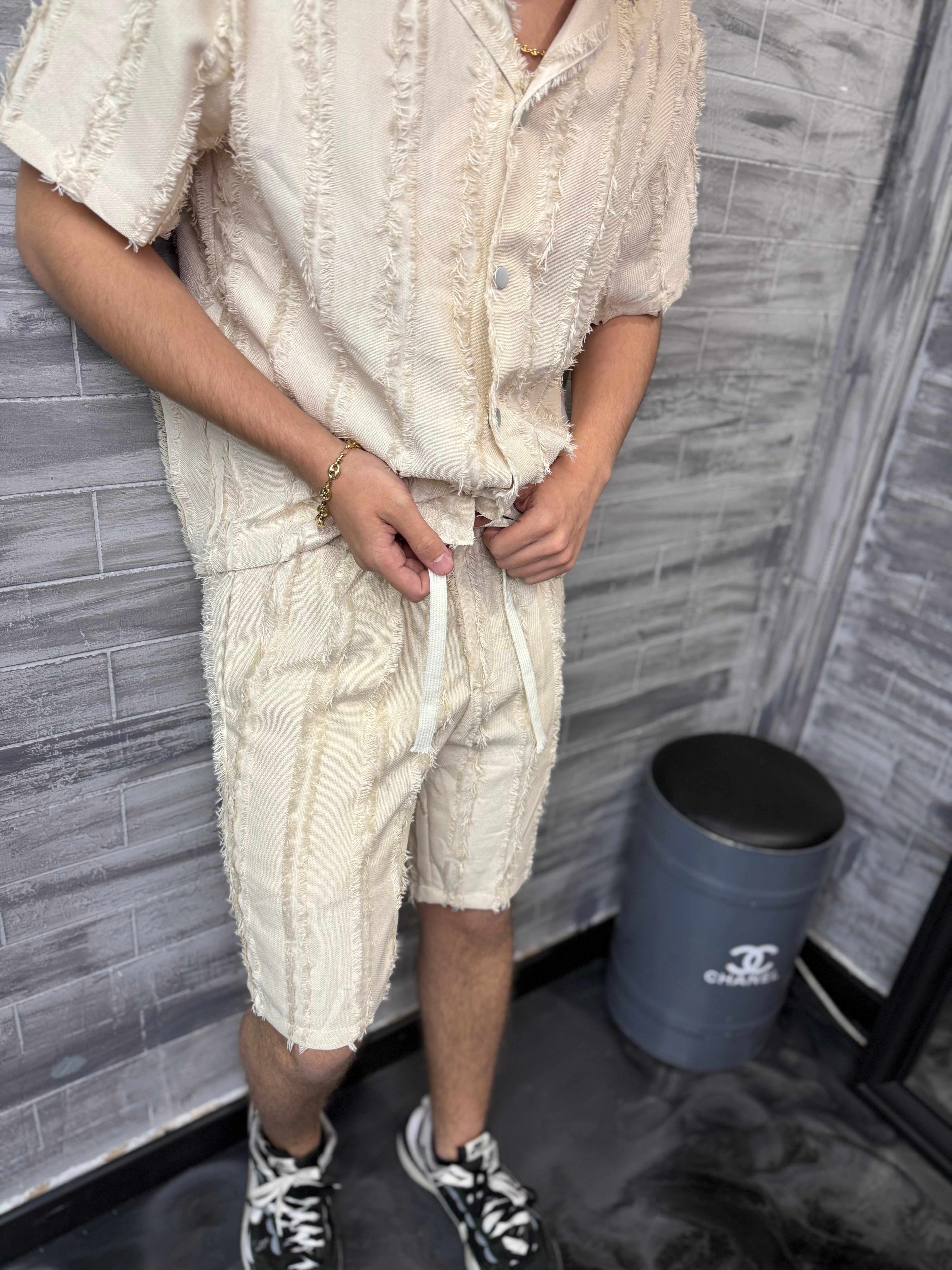 Ensemble Lisbone short + chemise beige