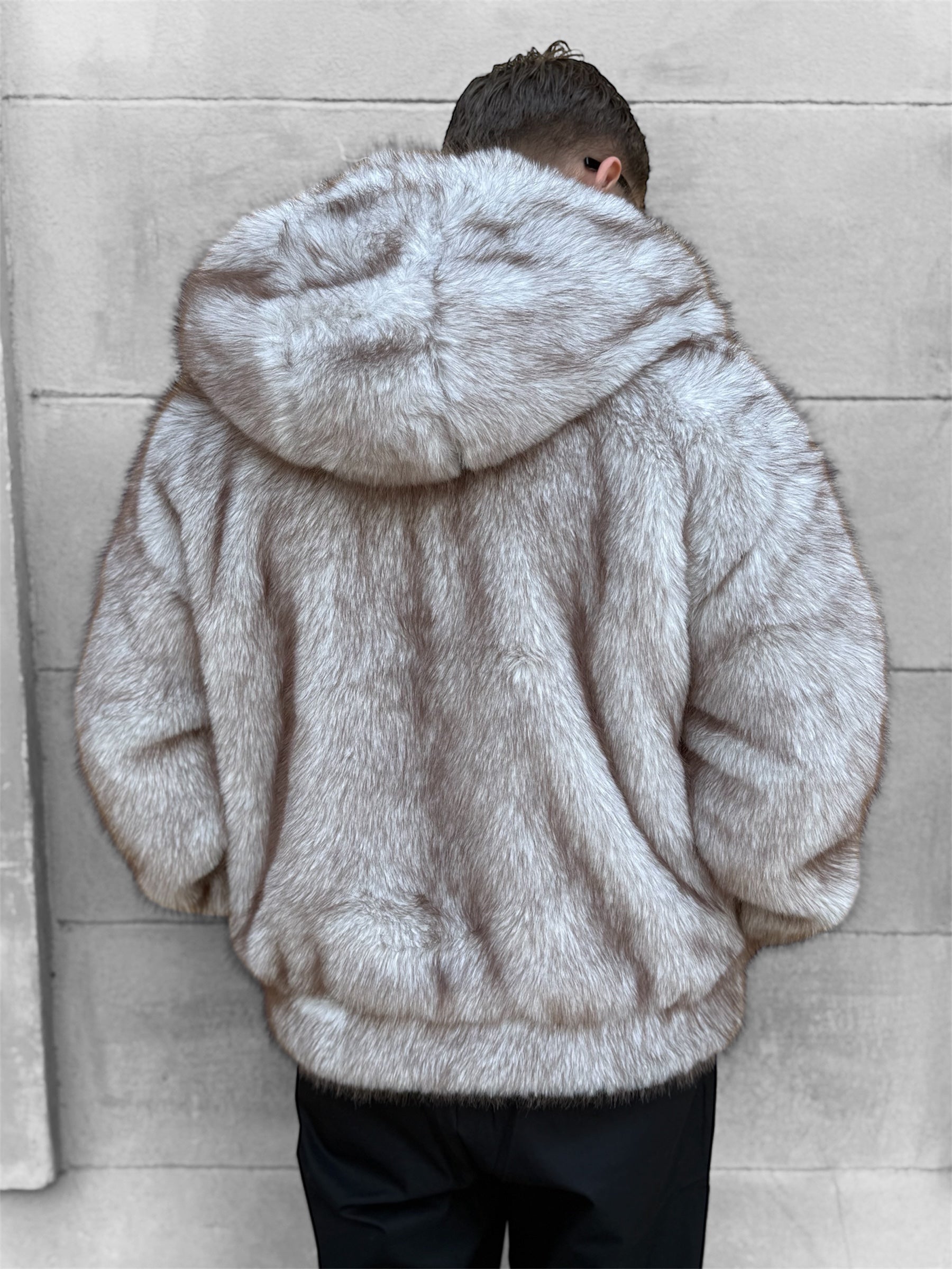 Veste fourrure beige/marron