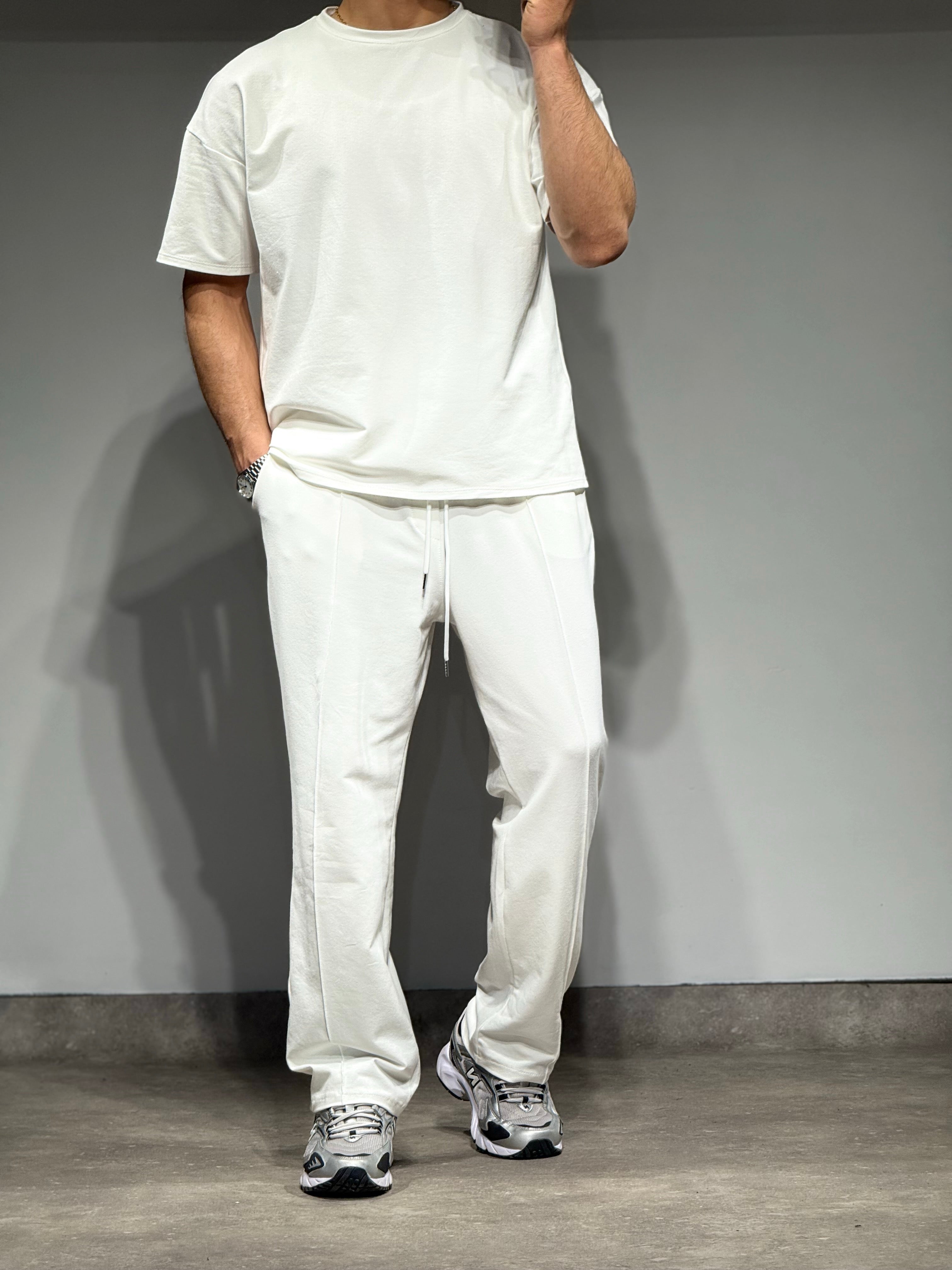 Ensemble Basic t-shirt pantalon blanc