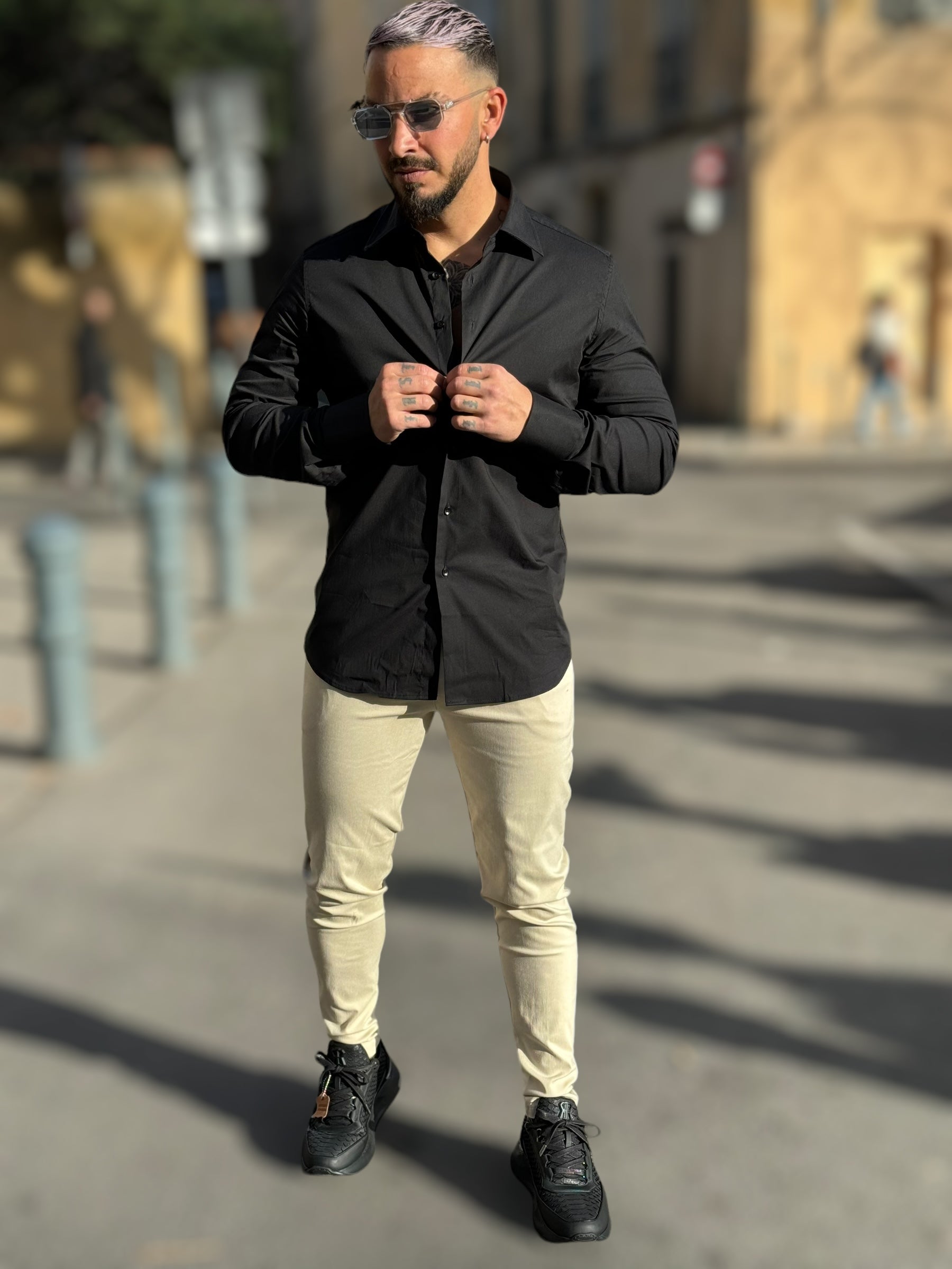 Chemise manche longue noir - Stayin