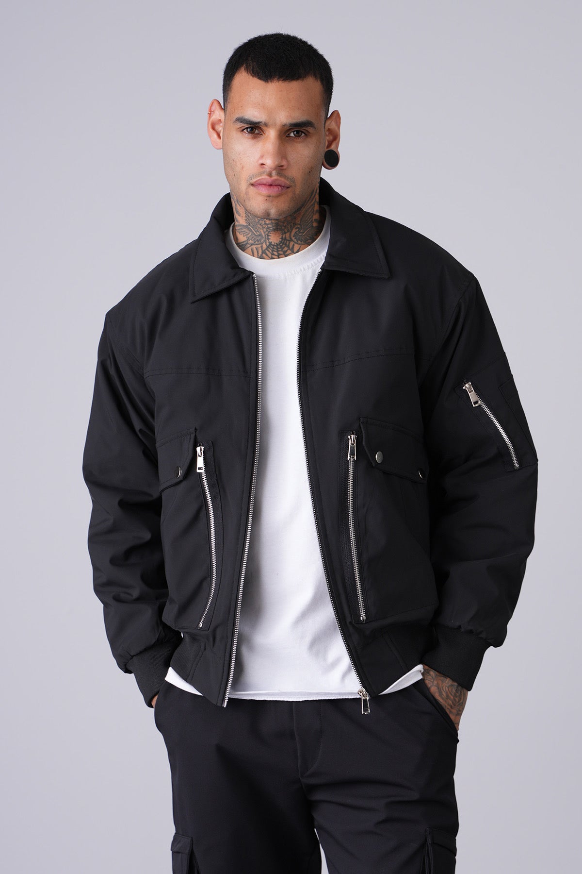 Veste oversize noir zip