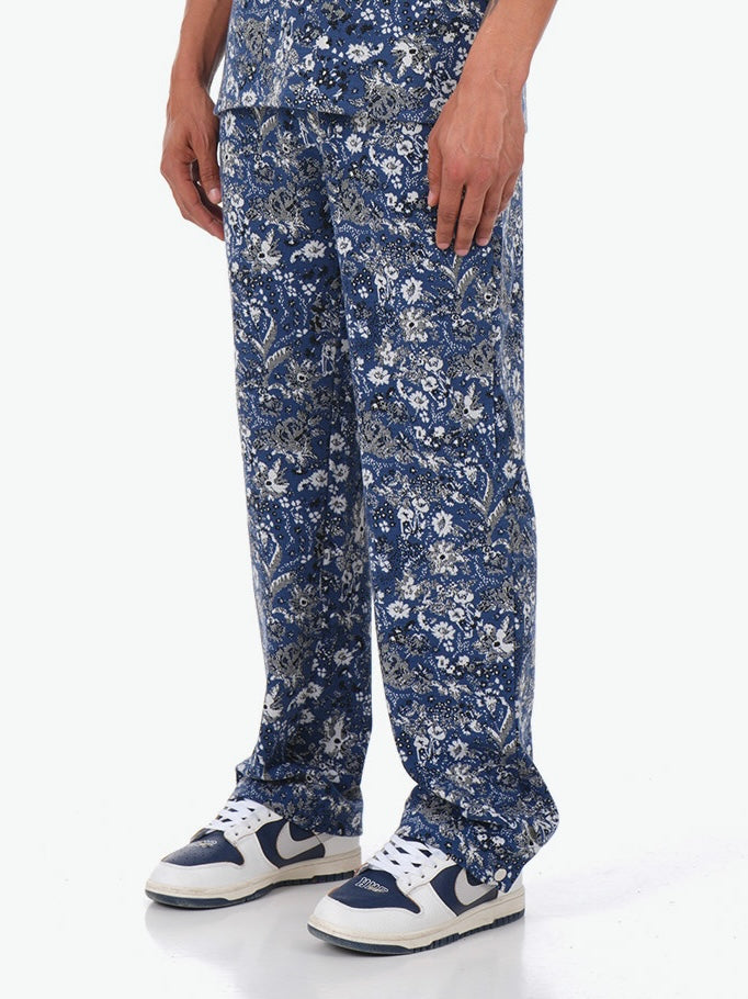 Pantalon motif bleu gris LL1117