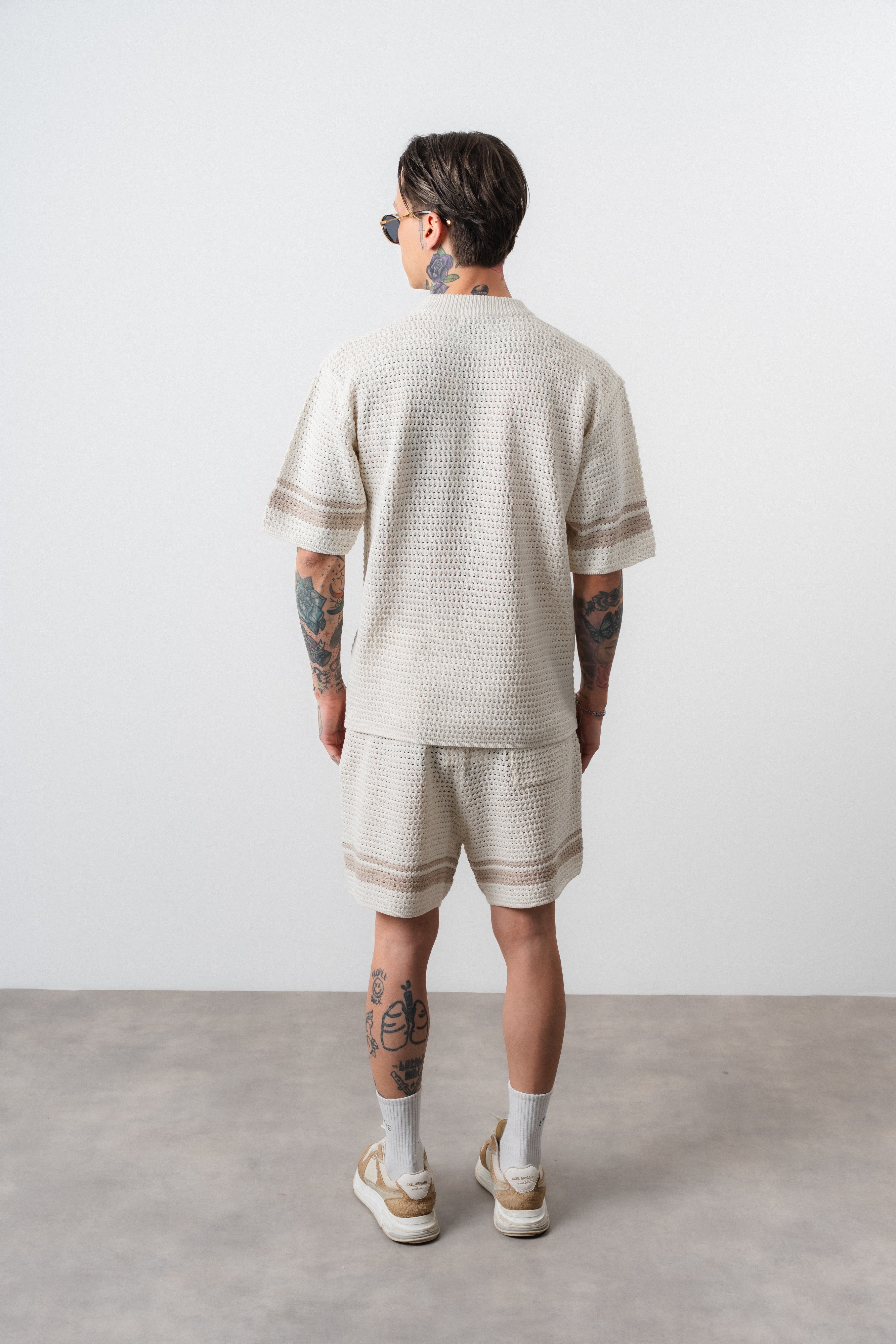 Ensemble short t-shirt maille blanc