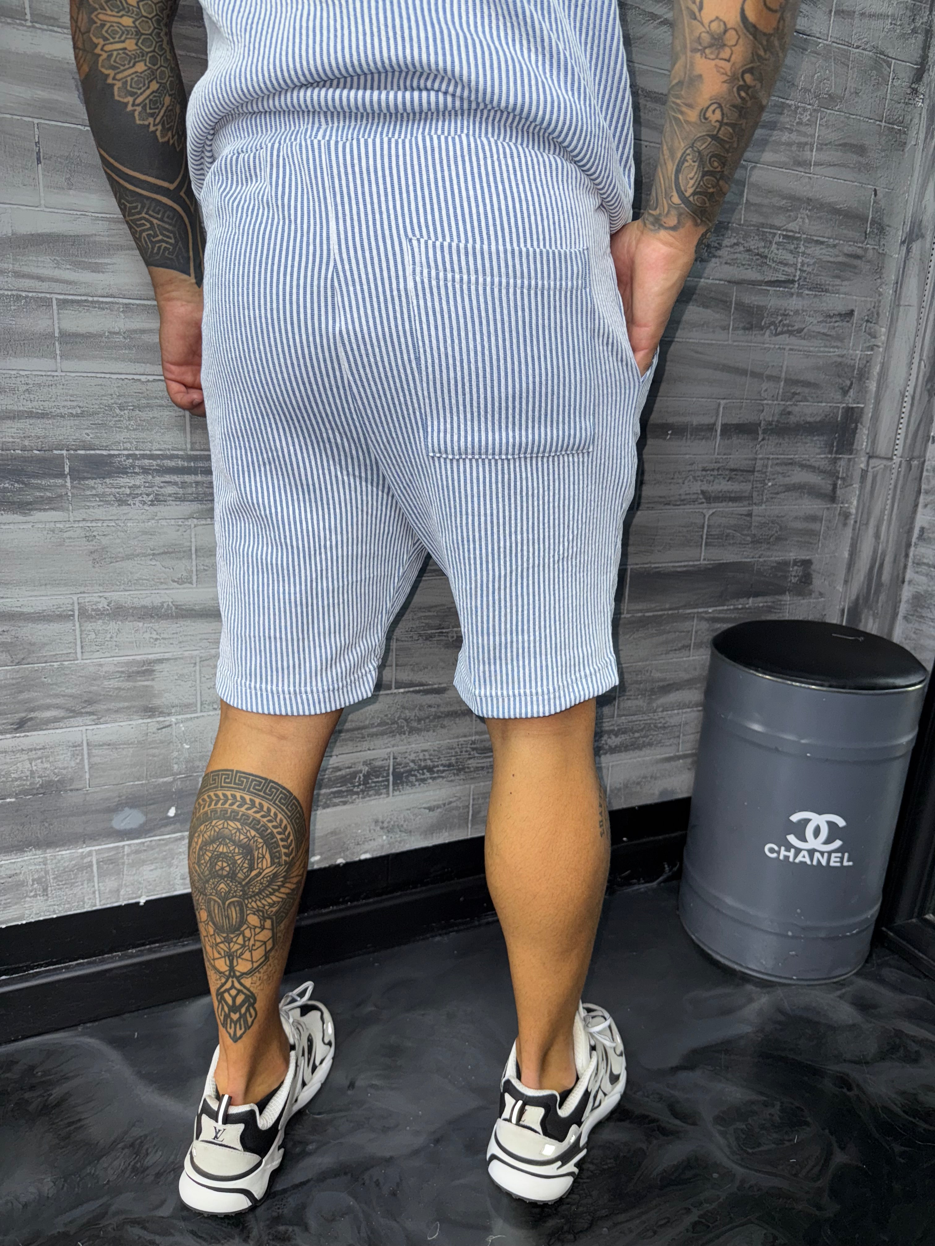 Short rayure blanc / bleu