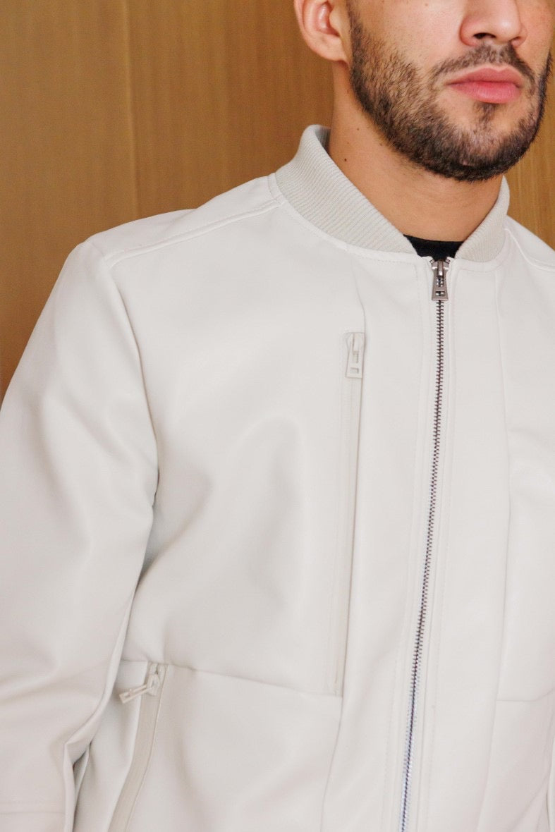 Veste Simili cuir crème