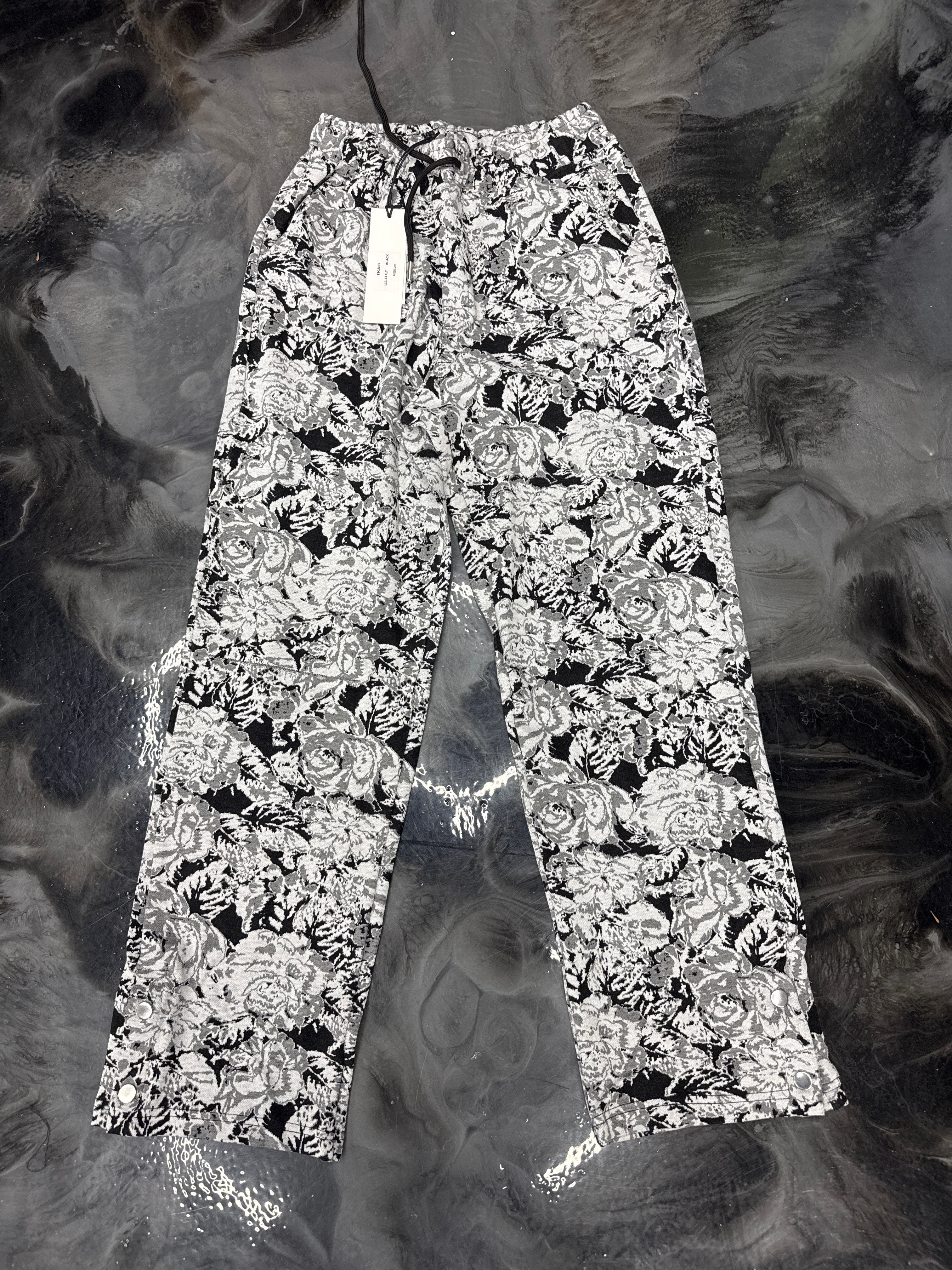 Pantalon motif noir gris blanc LL1114