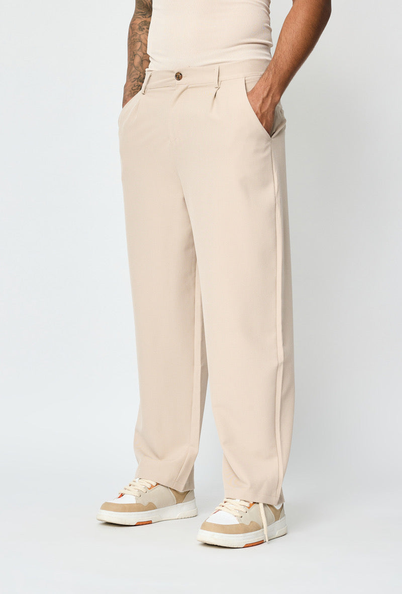 Pantalon beige coupe droite