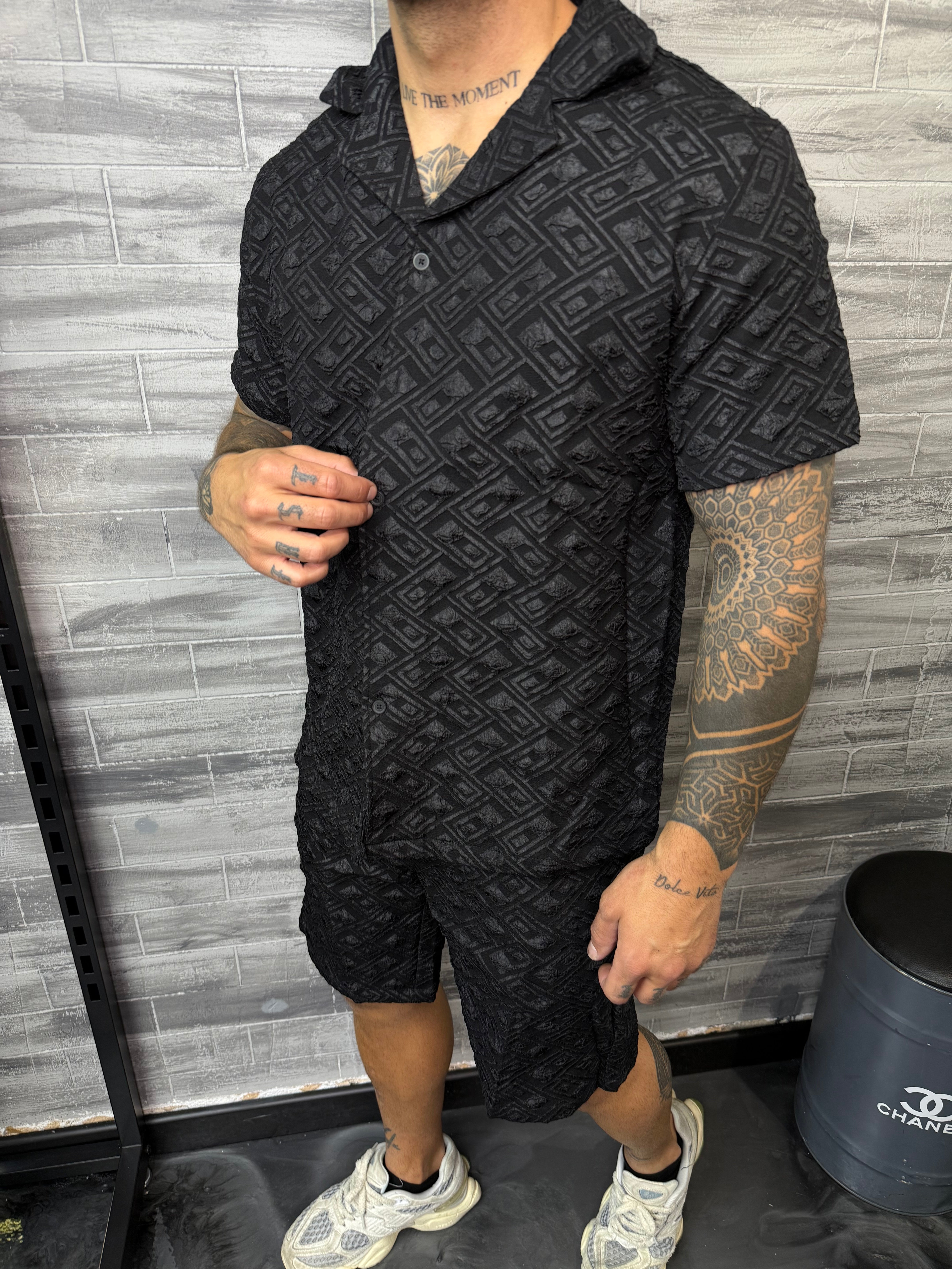 Ensemble Napoli short + chemise noir