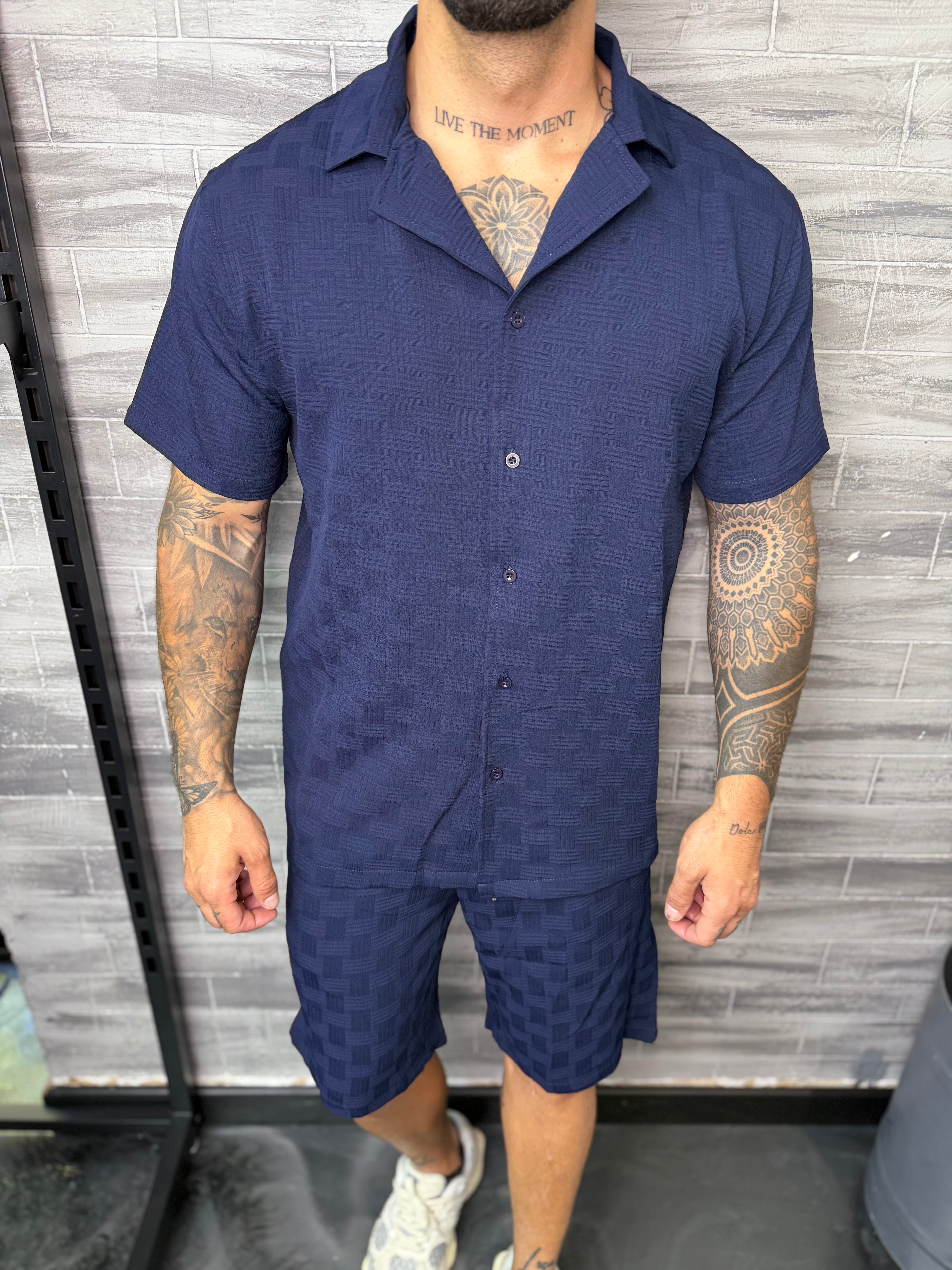 Ensemble Malta short + chemise navy