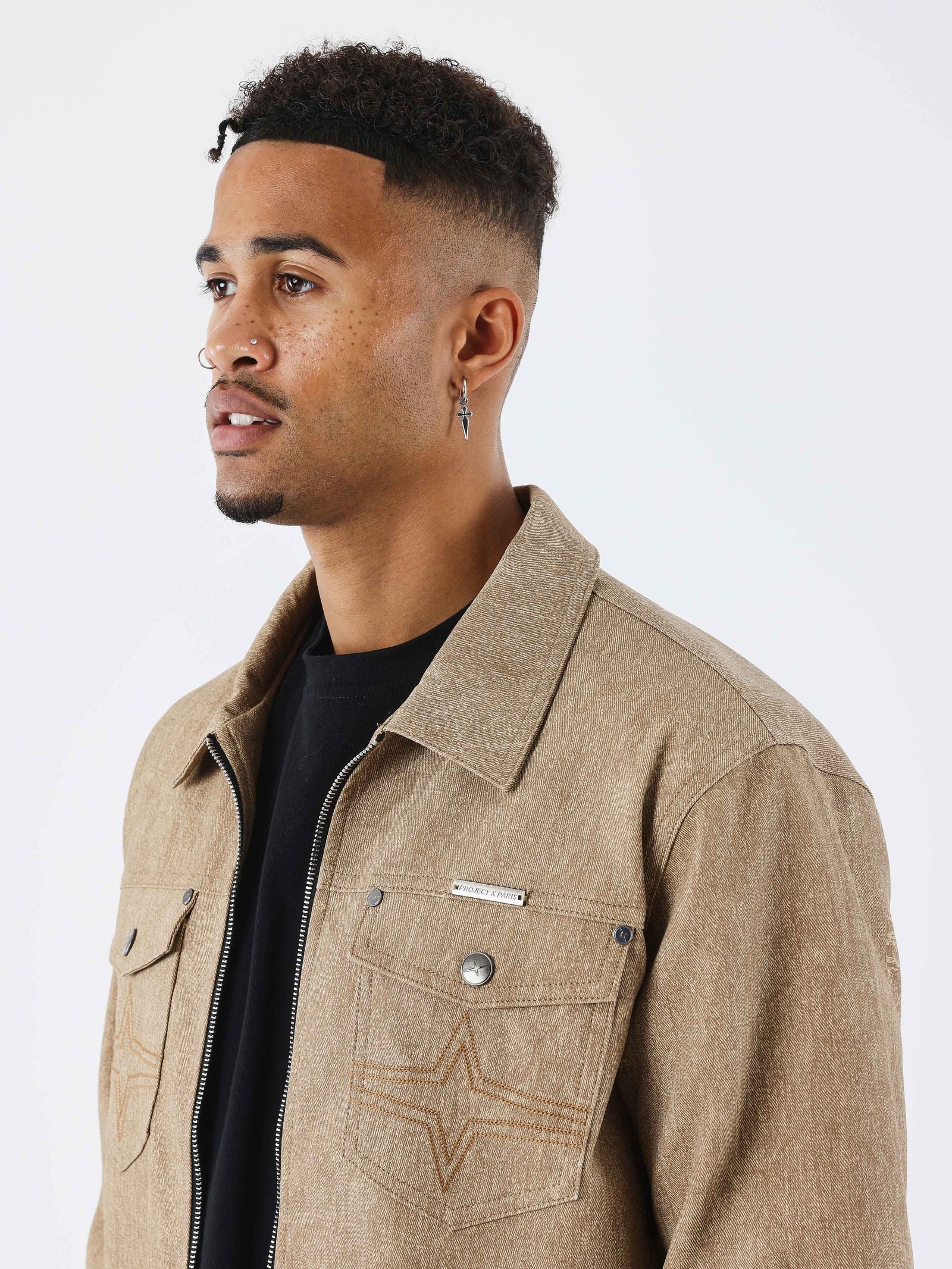 PXP - Veste similicuir marron effet denim