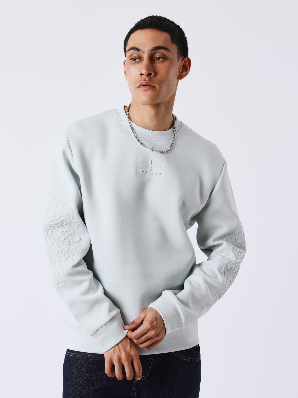 PXP -SWEAT LOGO BRODÉ GRIS CLAIR