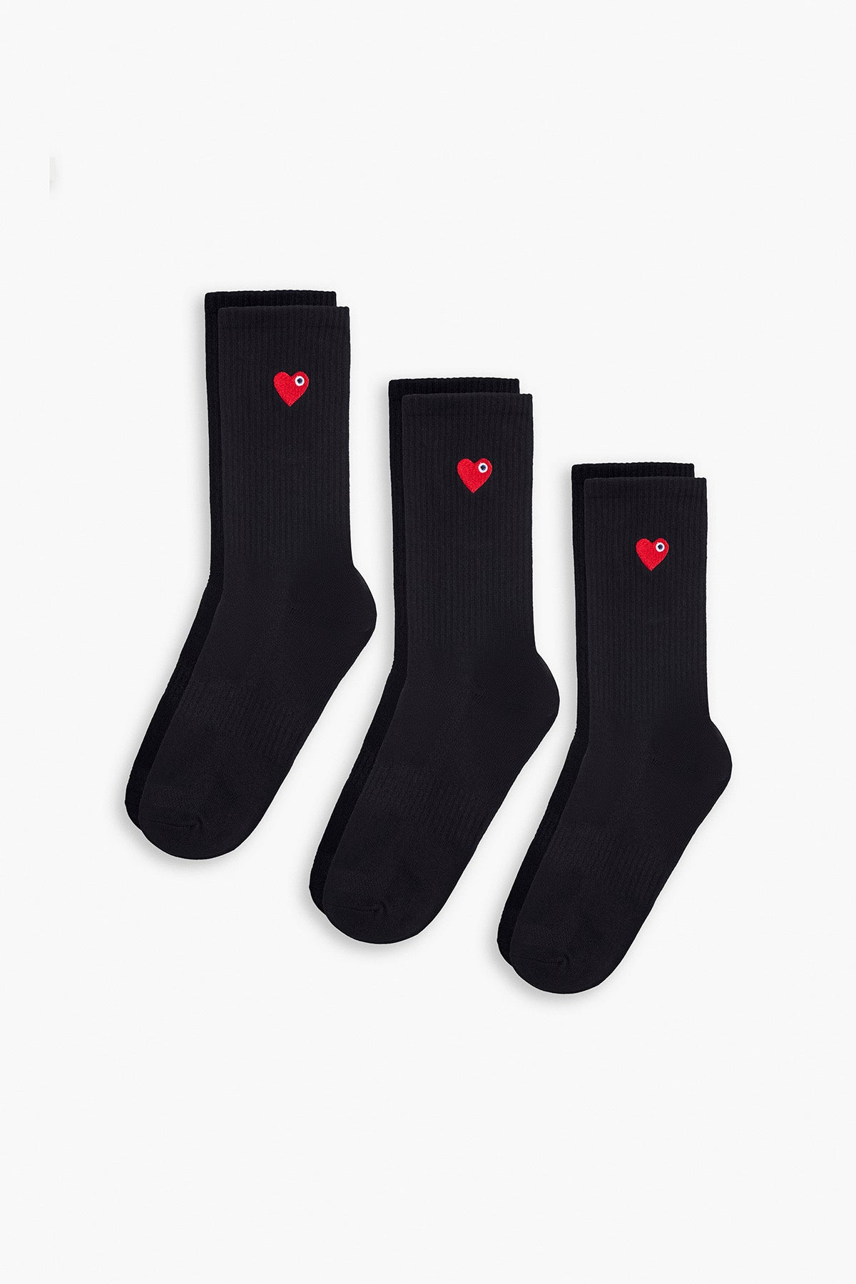 ADJ Chaussettes noir cœur rouge