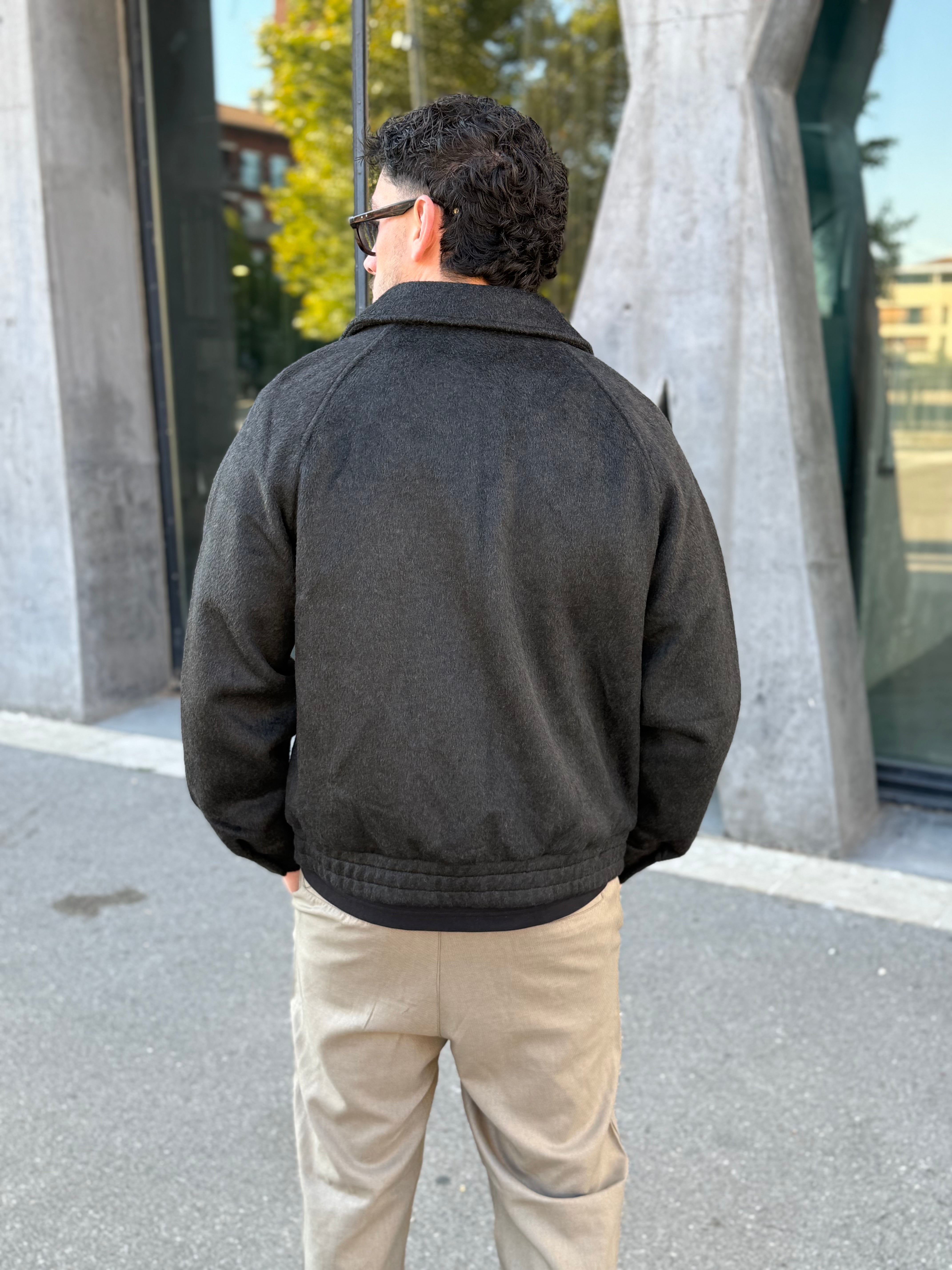 Veste zipée noir en laine