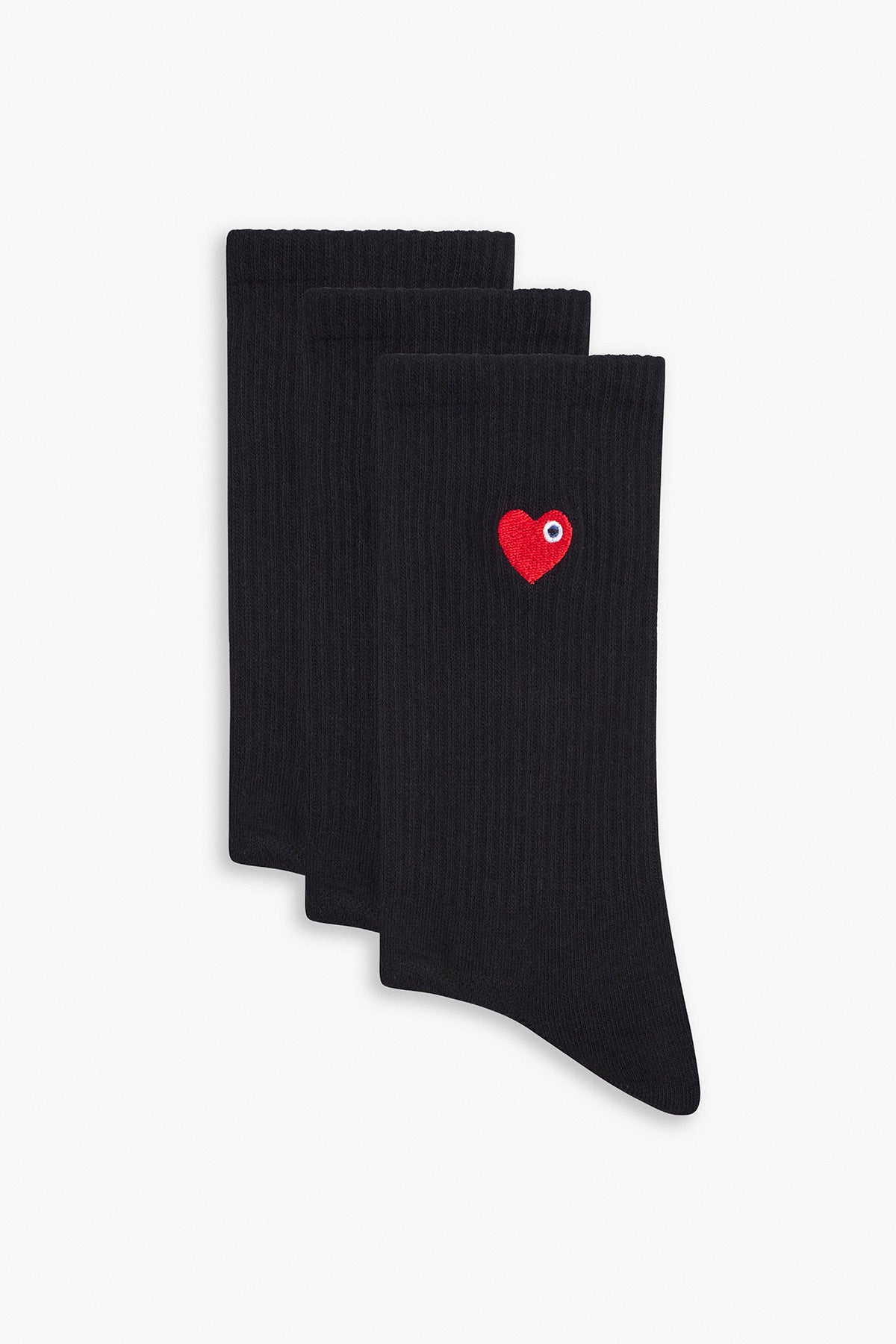 ADJ Chaussettes noir cœur rouge