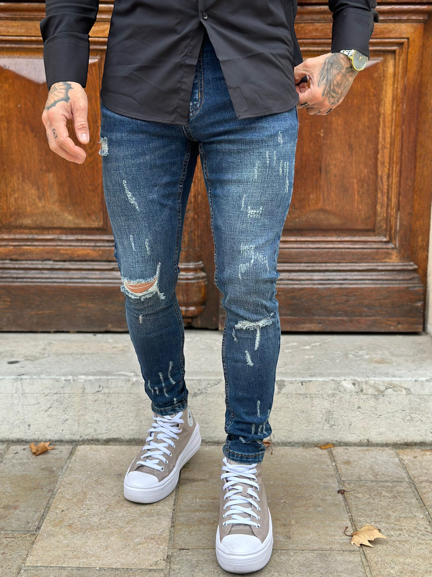 Frilivin - Jean skinny bleu brut destroy #Vj218-3 - Stayin