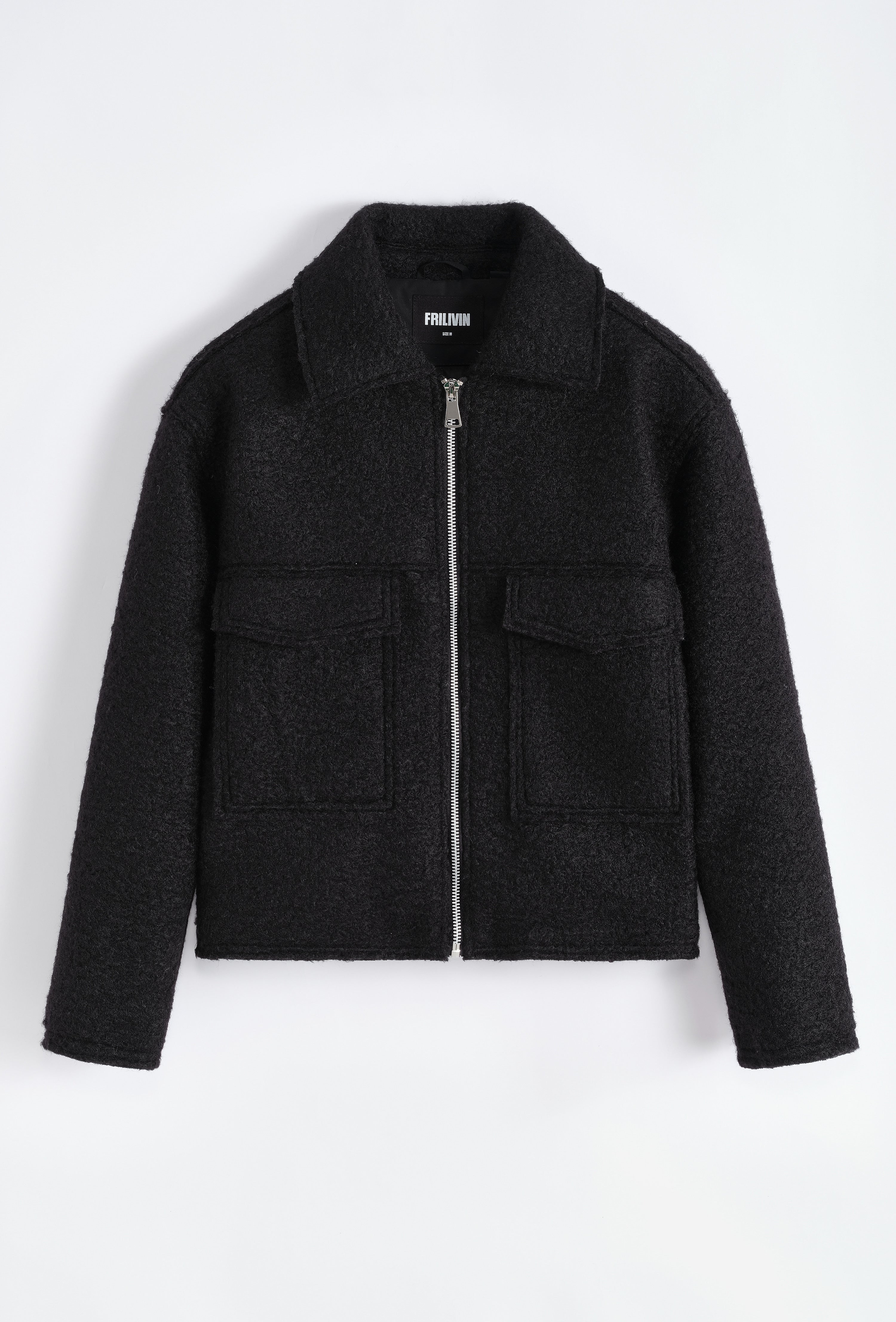 Veste noir en laine bouclée