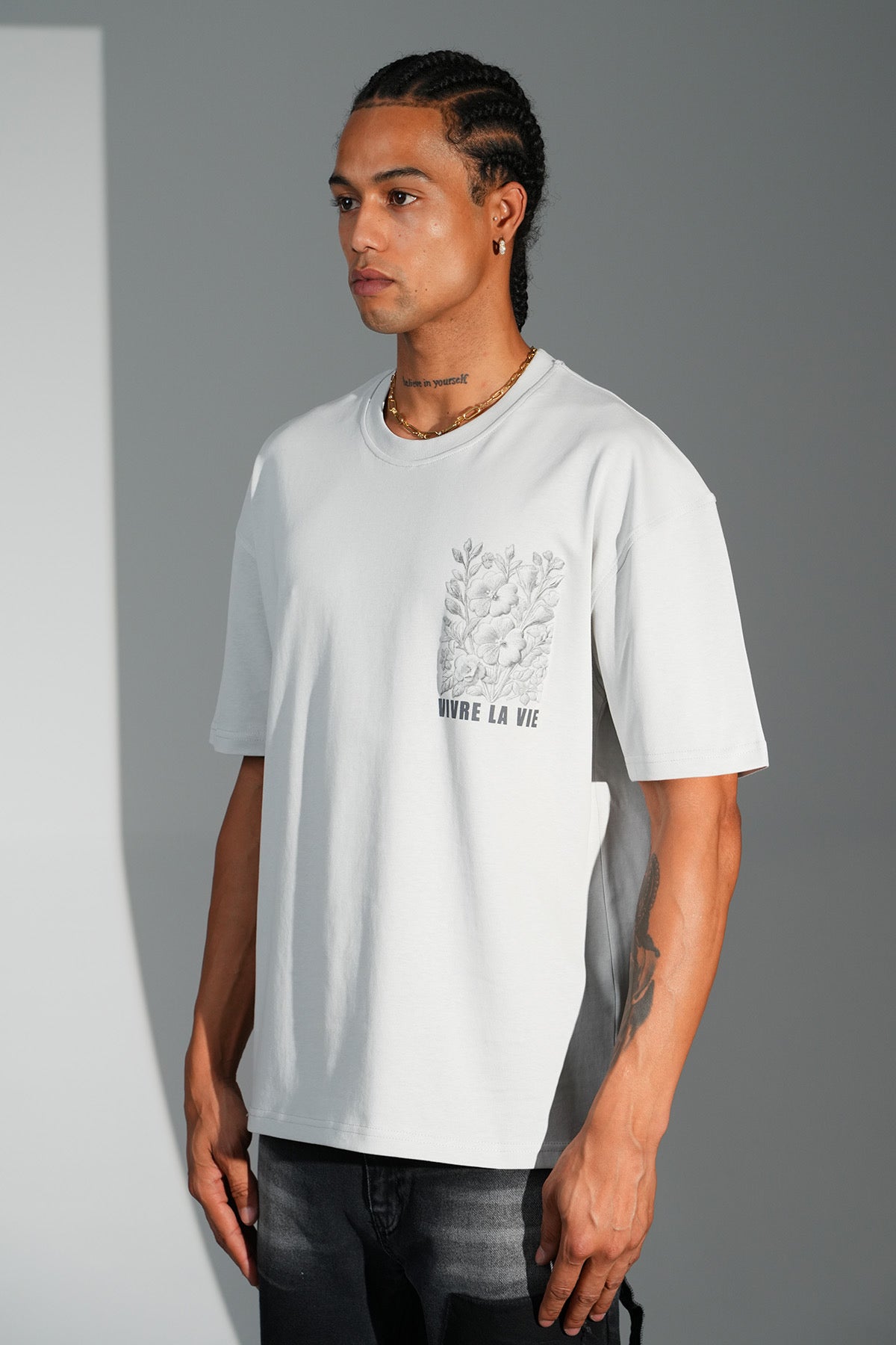 T-Shirt Vivre la vie gris