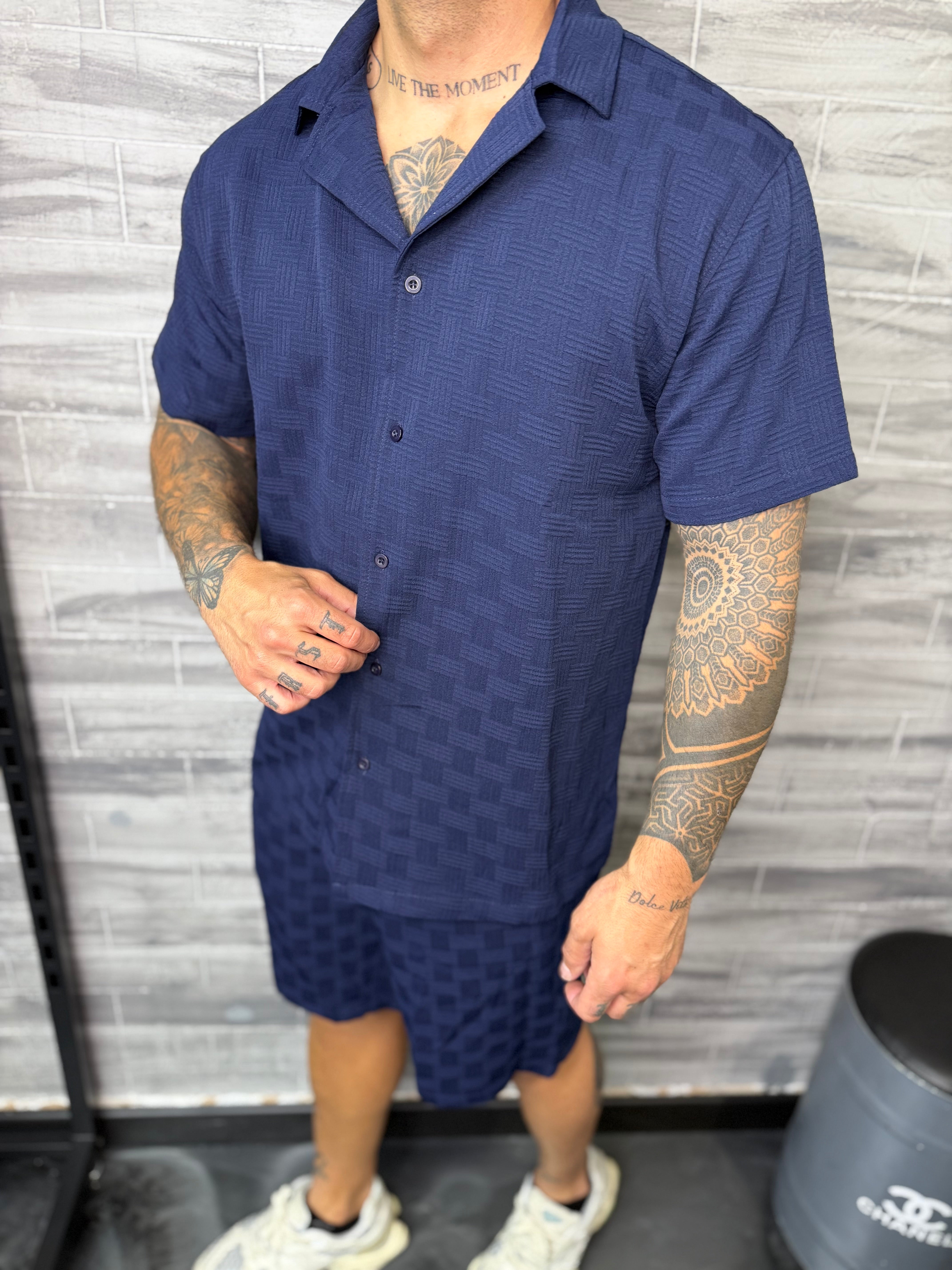 Ensemble Malta short + chemise navy