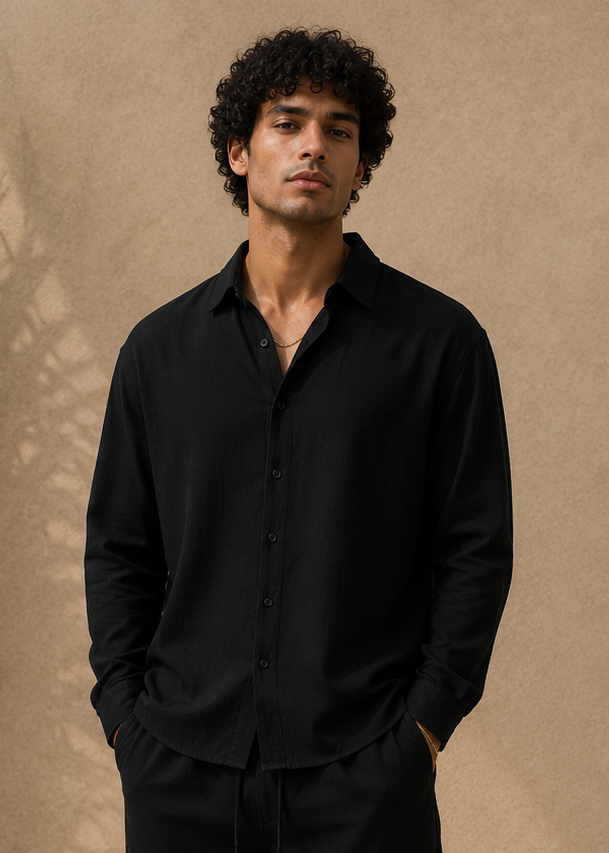 Chemise manches longues noire