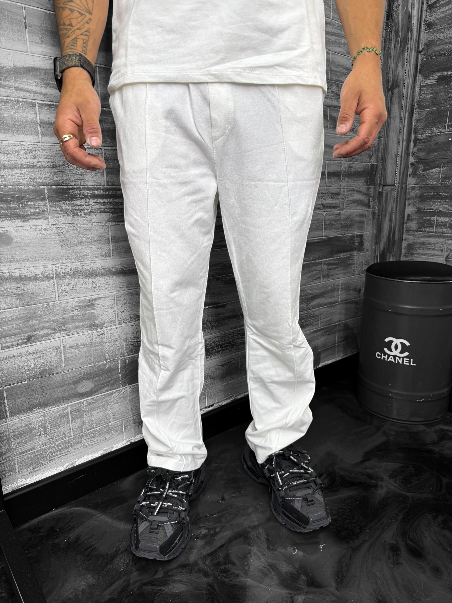 Ensemble Basic t-shirt pantalon blanc