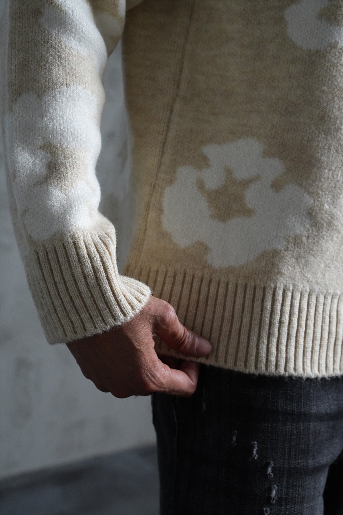 Pull maille Tears beige