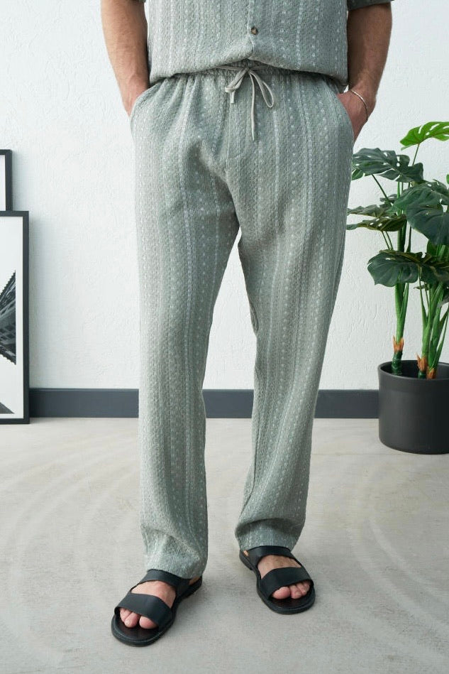 Pantalon à motifs vert clair