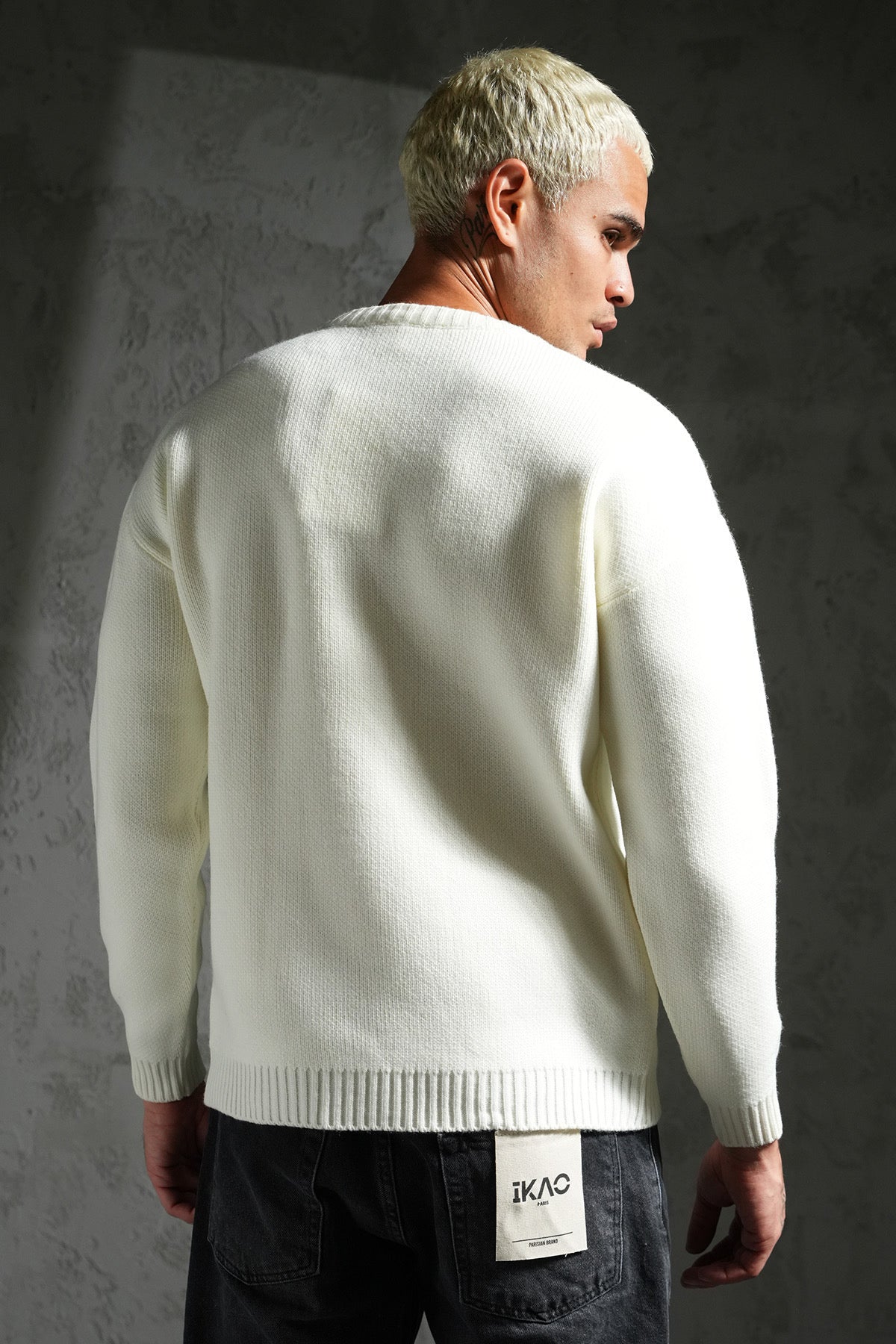 Pull épais maille écru