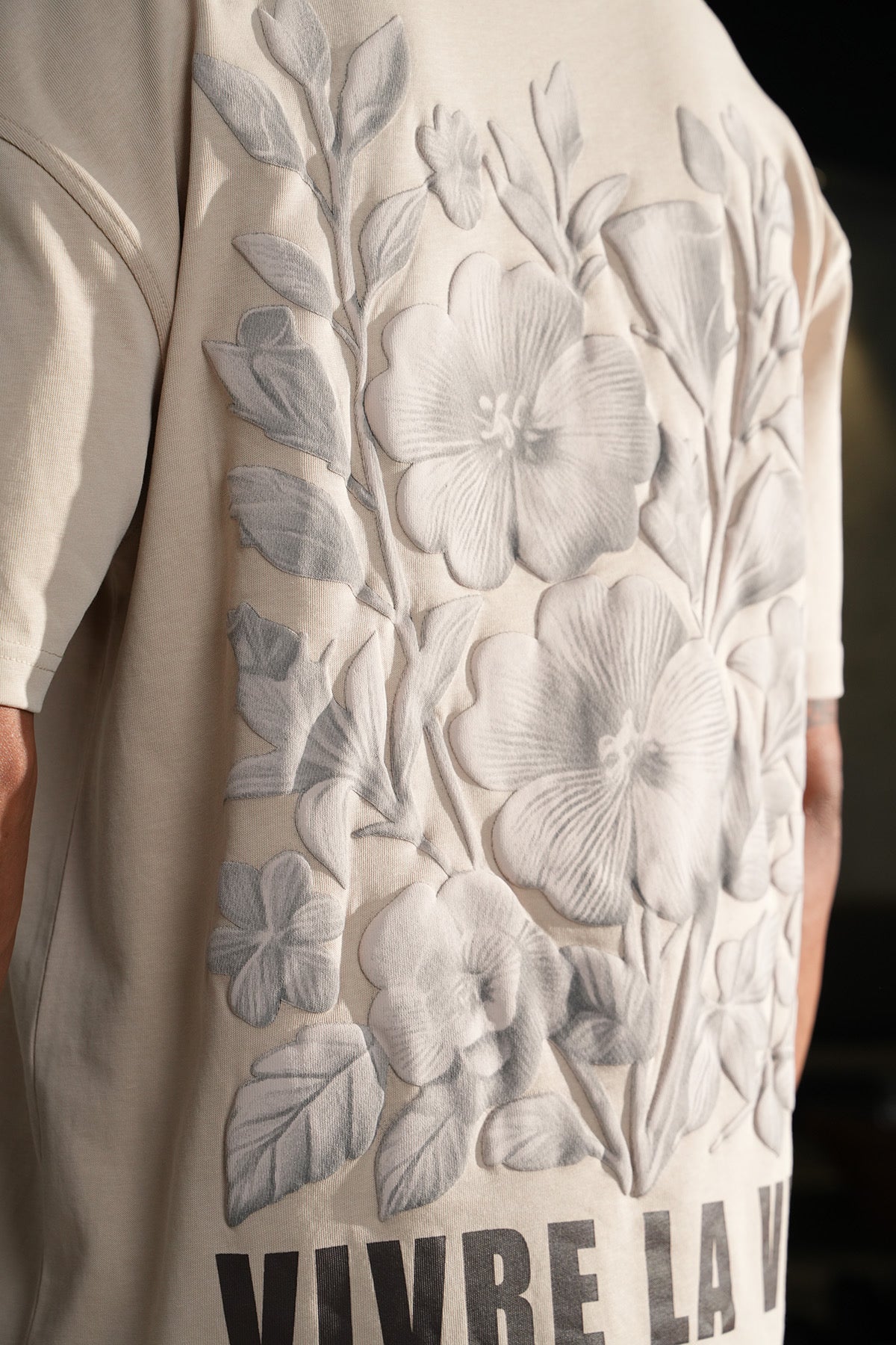 T-Shirt Vivre la vie beige