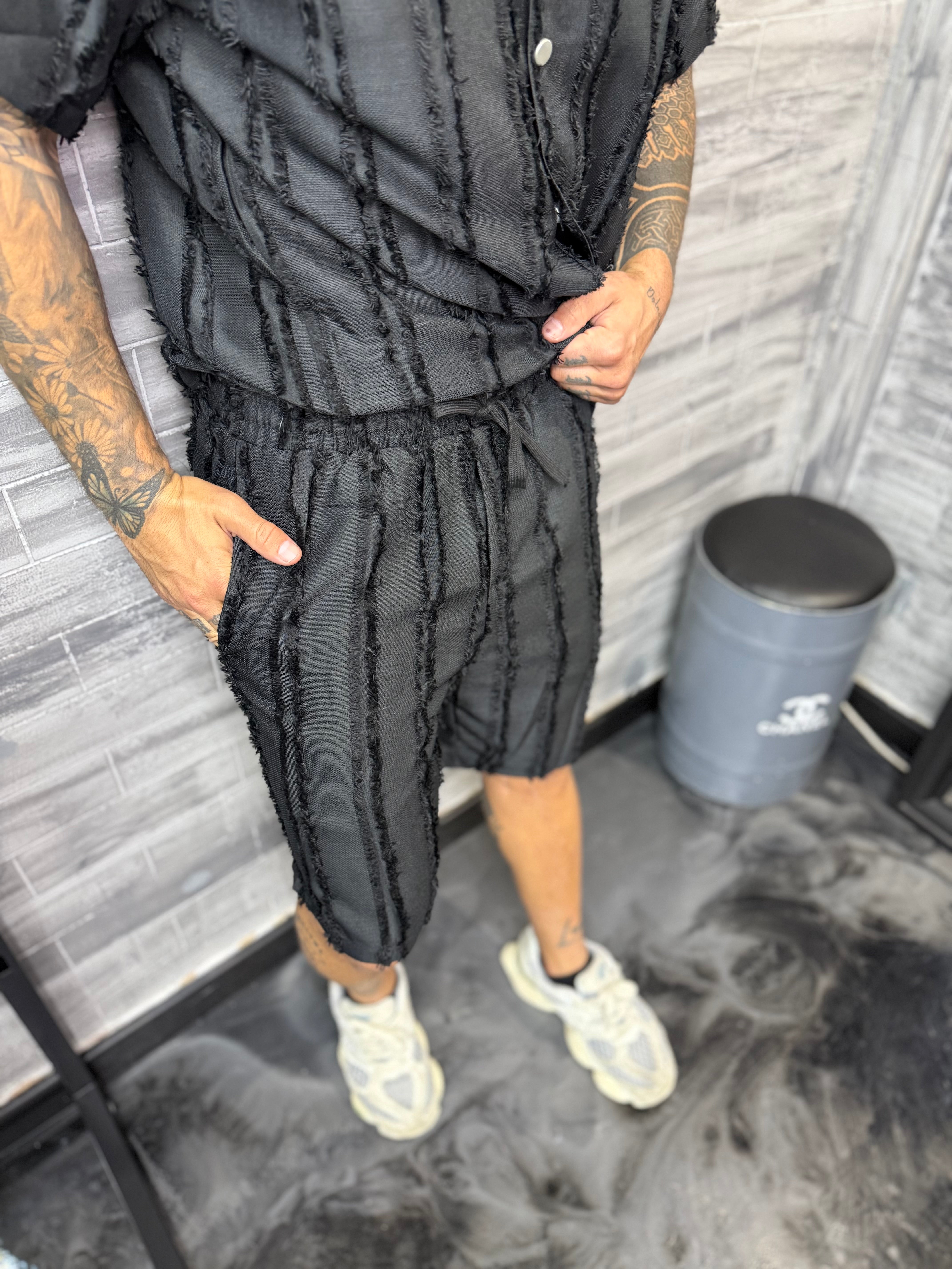 Ensemble Lisbone short + chemise noir