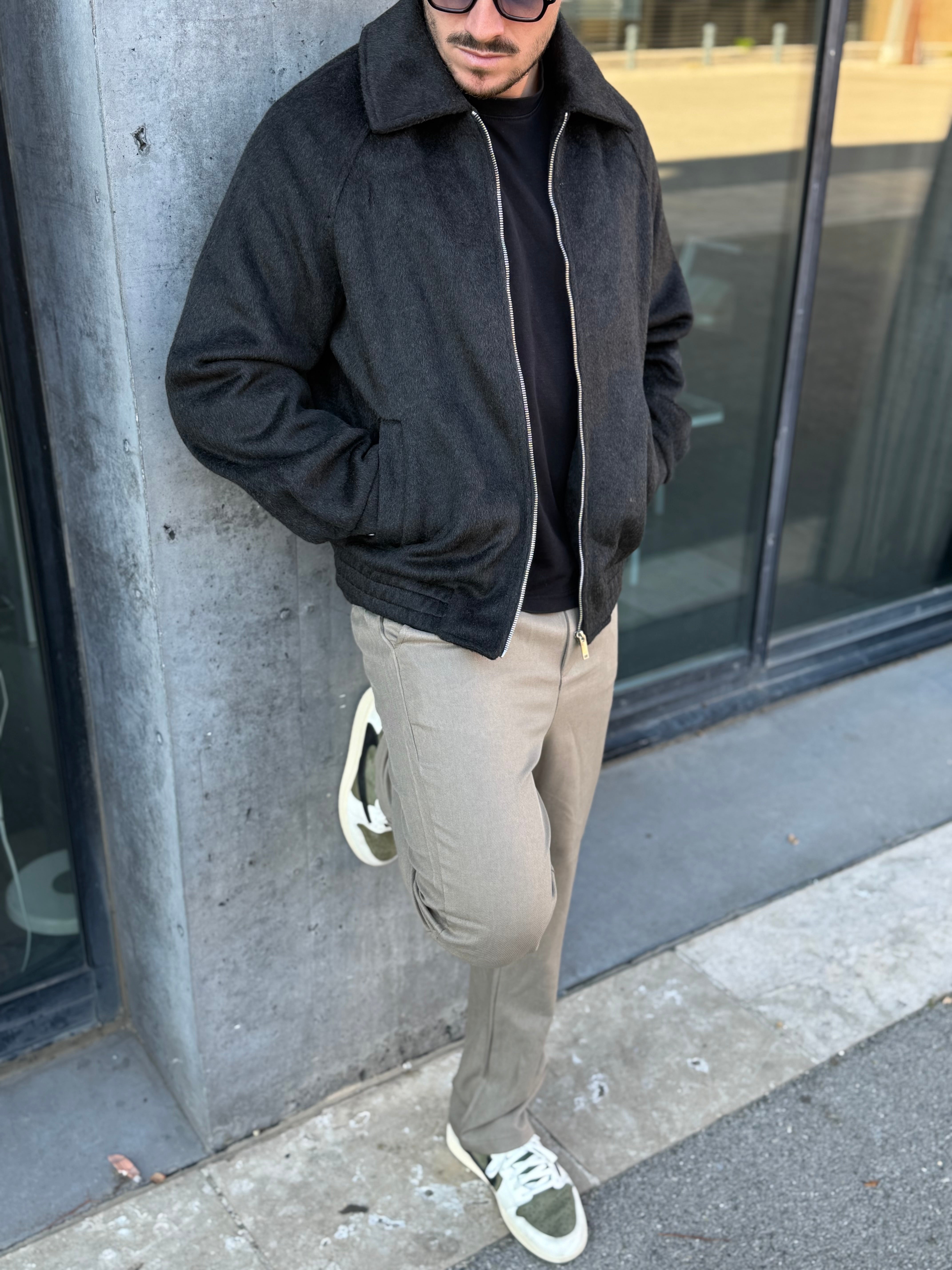 Veste zipée noir en laine