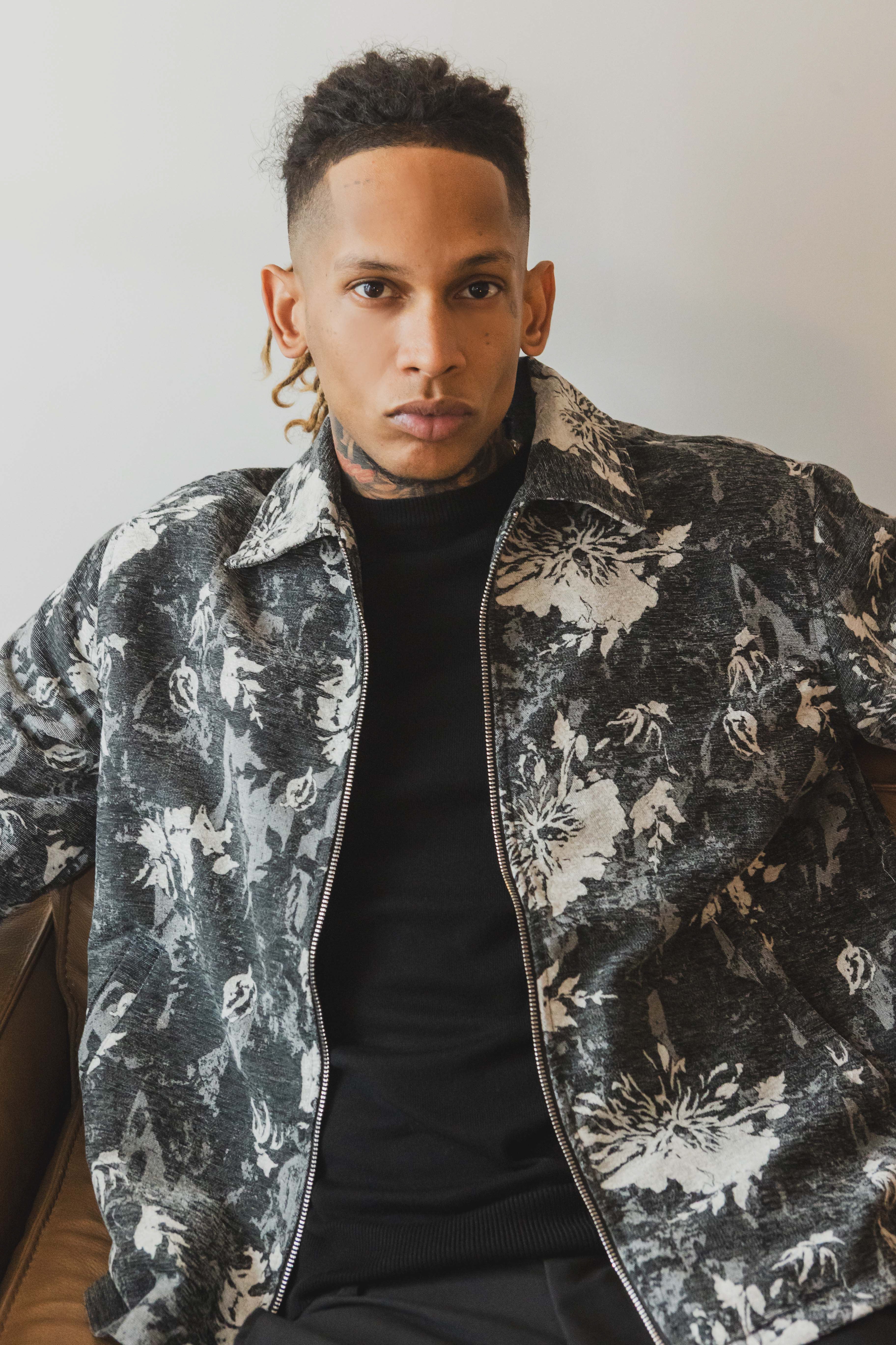 Veste motifs gris Flower