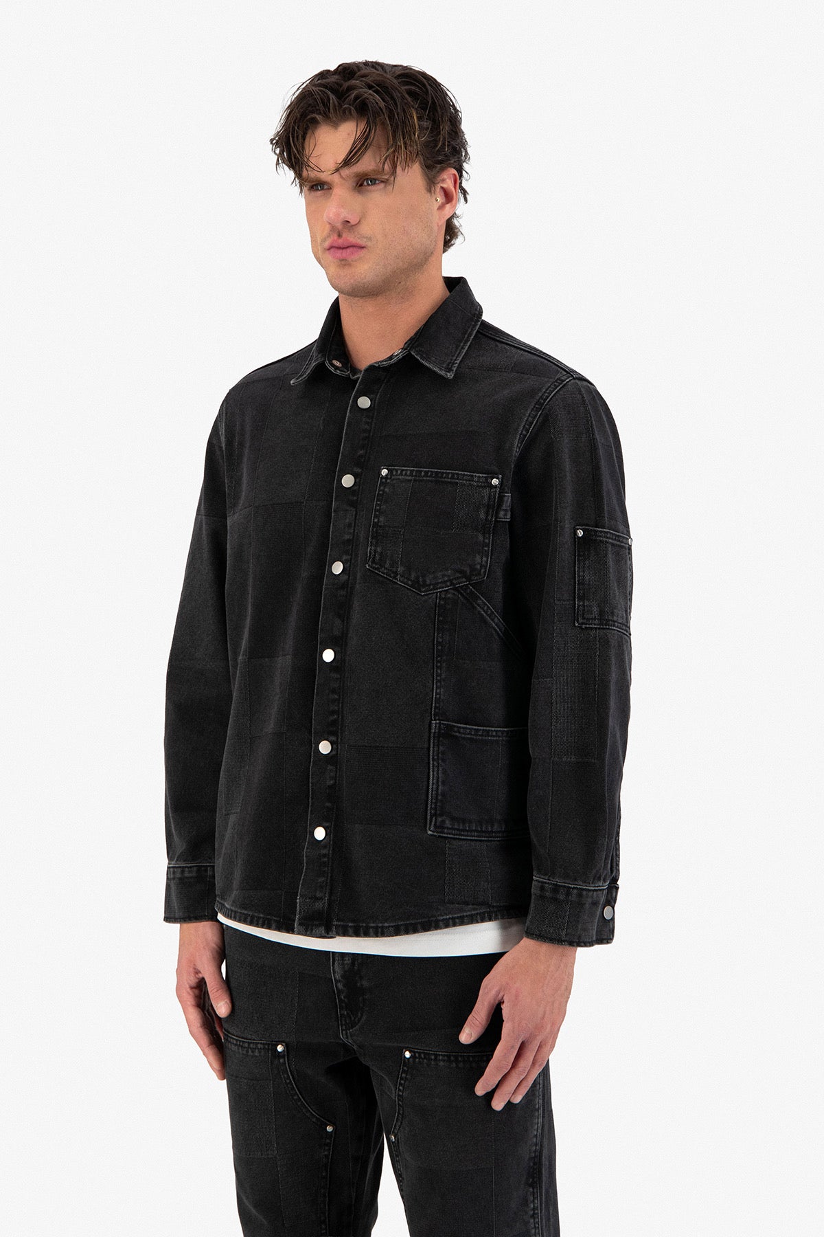 Veste jean London gris/noir