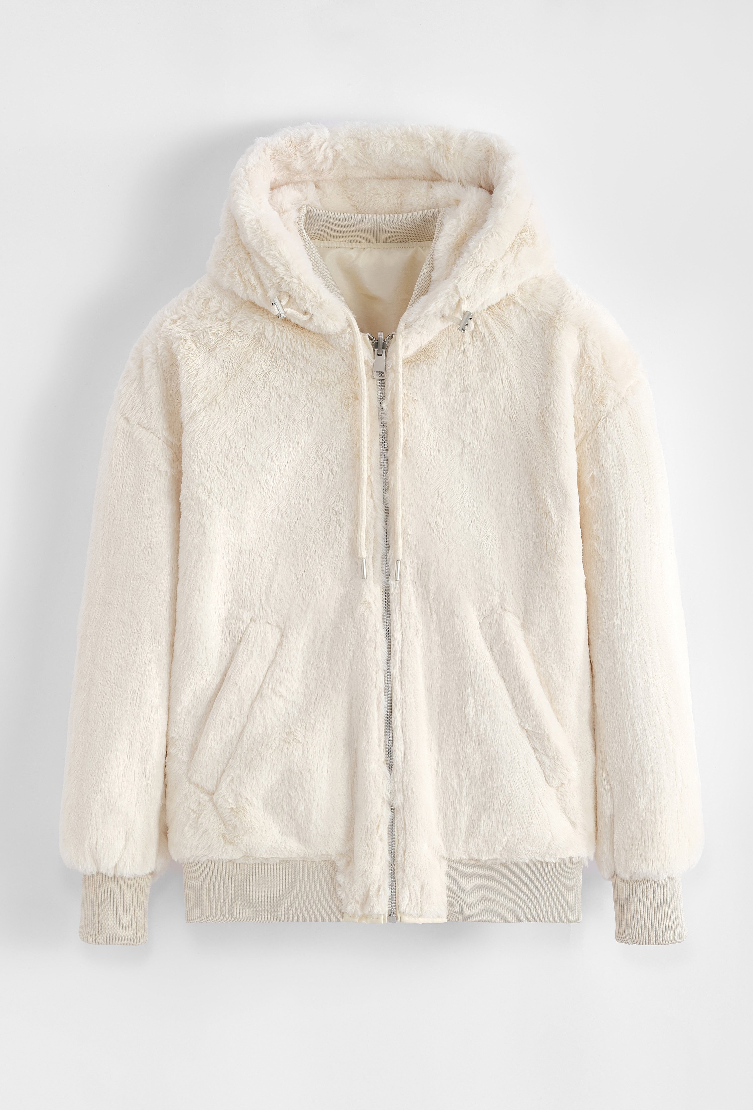 Veste réversible beige nylon / fourrure