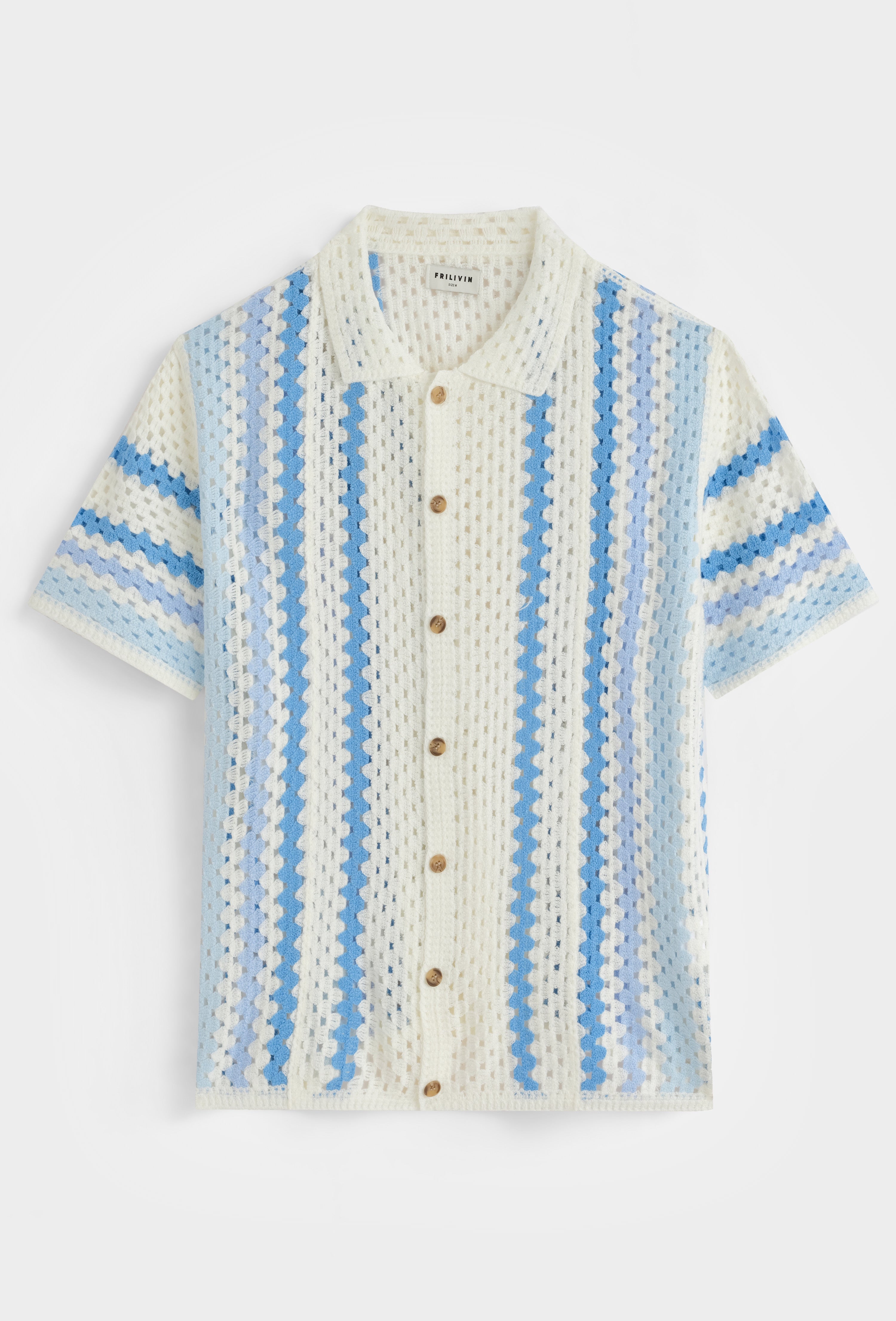 Chemise crochet blanche et bleu