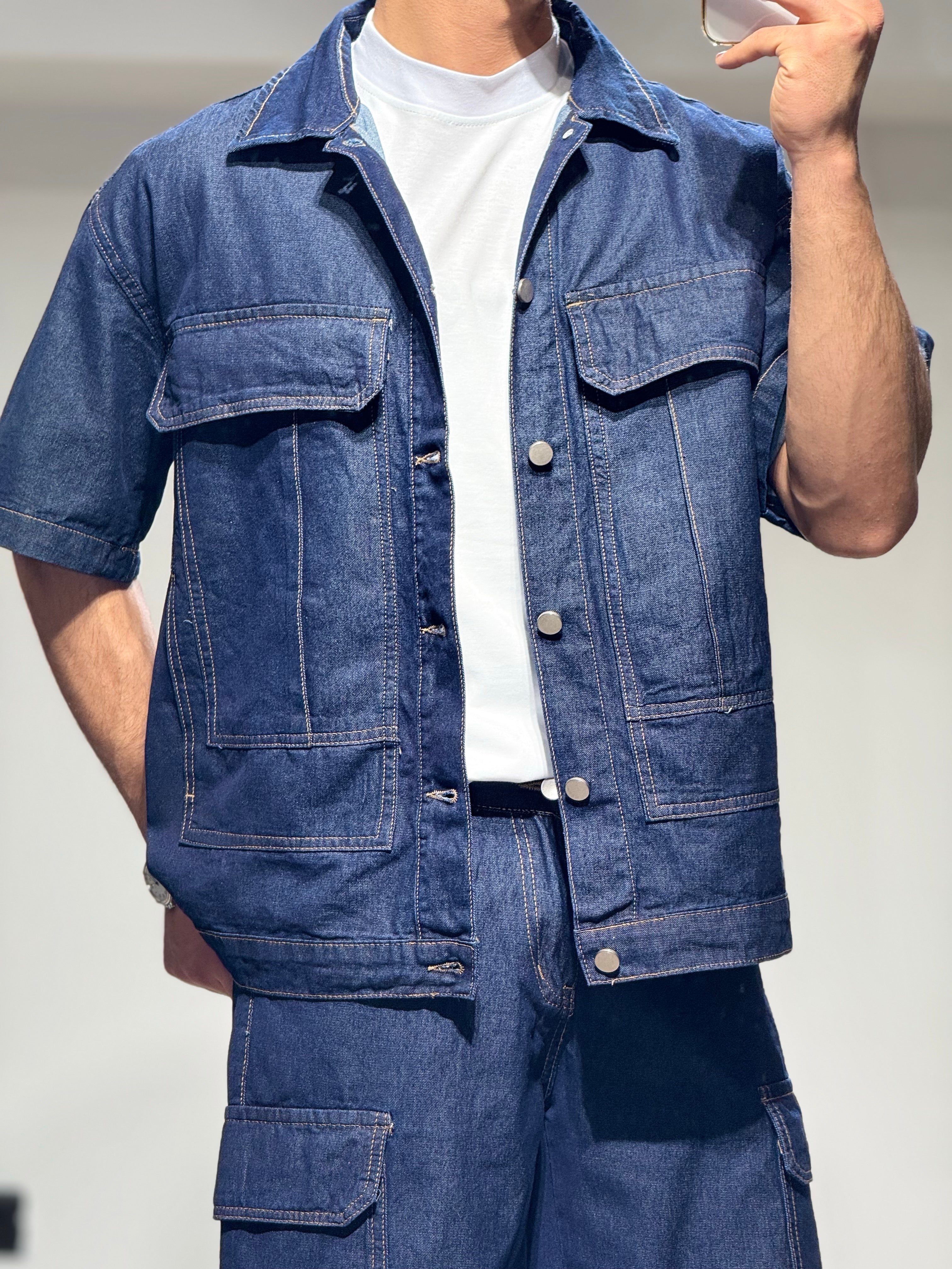 Ensemble Jean short + chemise brut