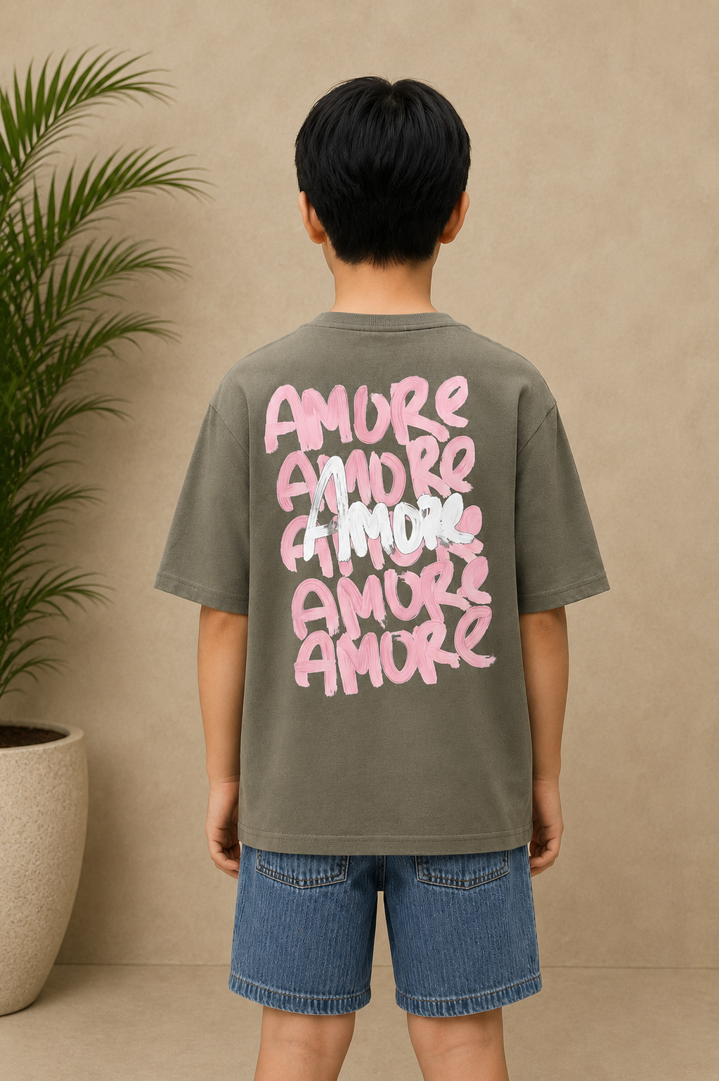 T-shirt enfant Amore kaki
