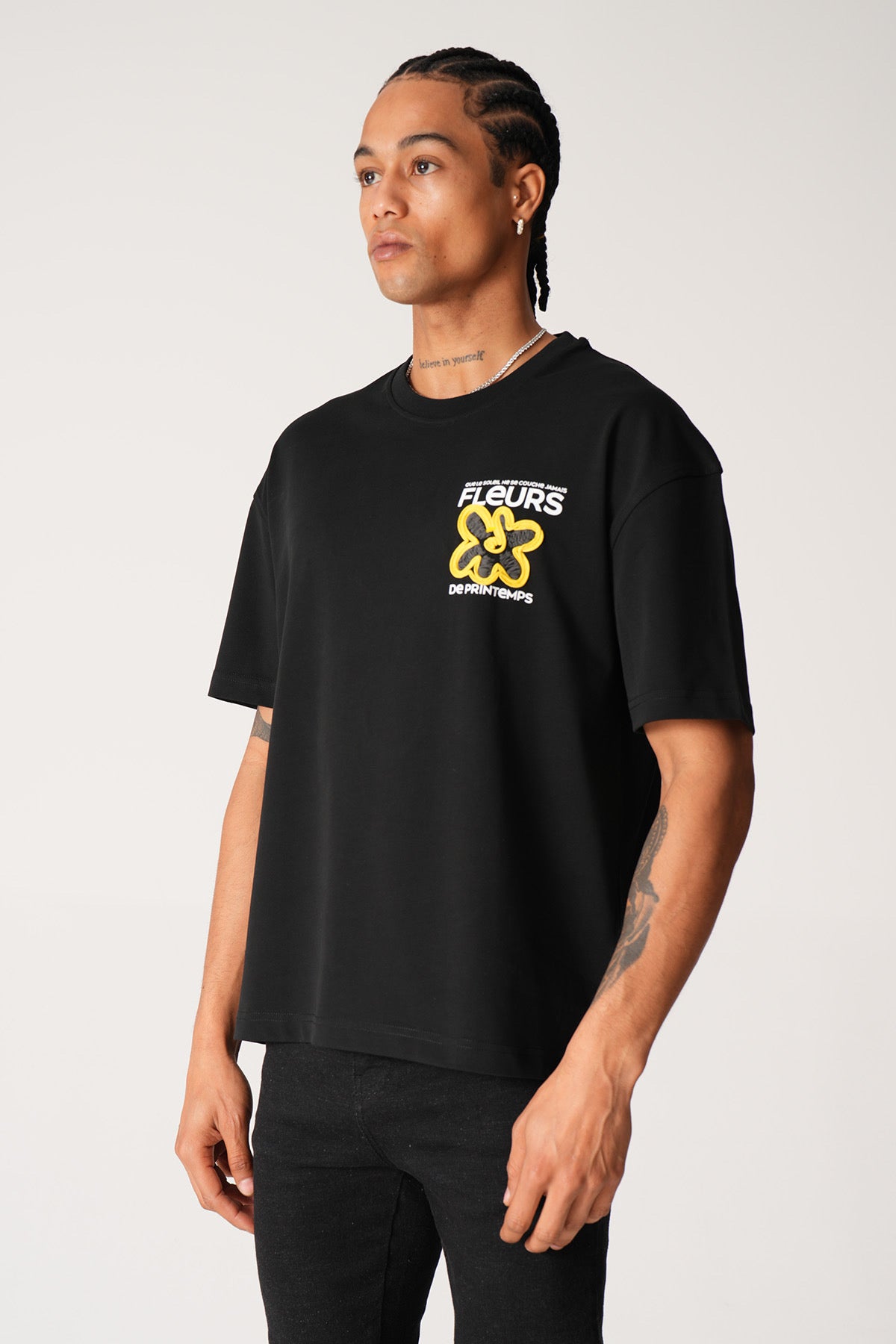 T-Shirt fleur noir