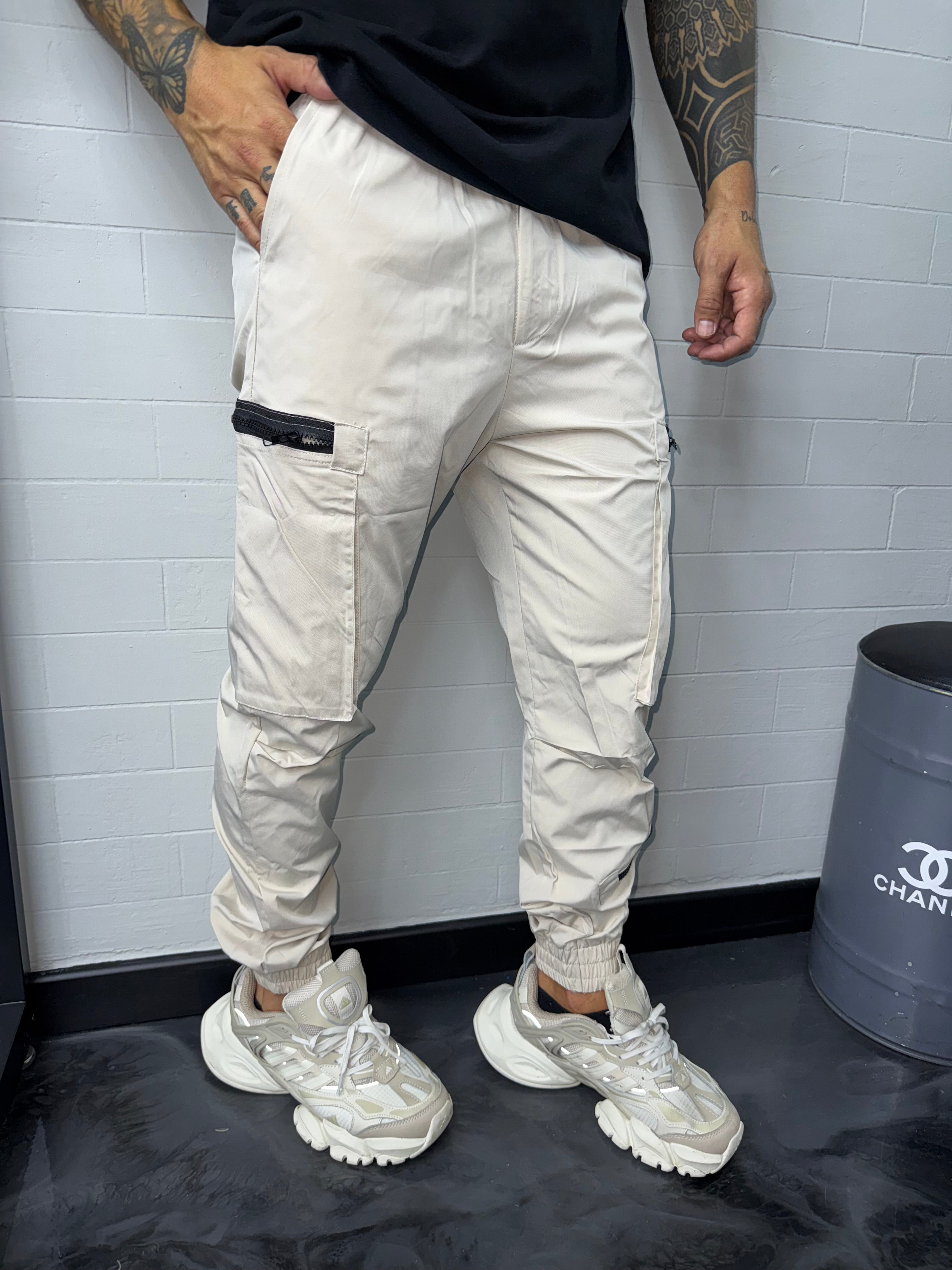 Cargo zip beige