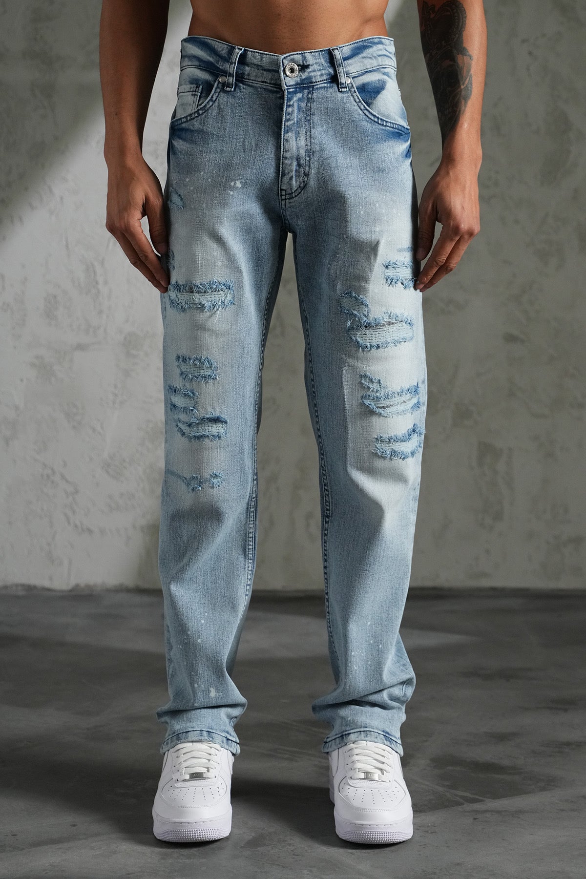 Jean regular bleu destroy